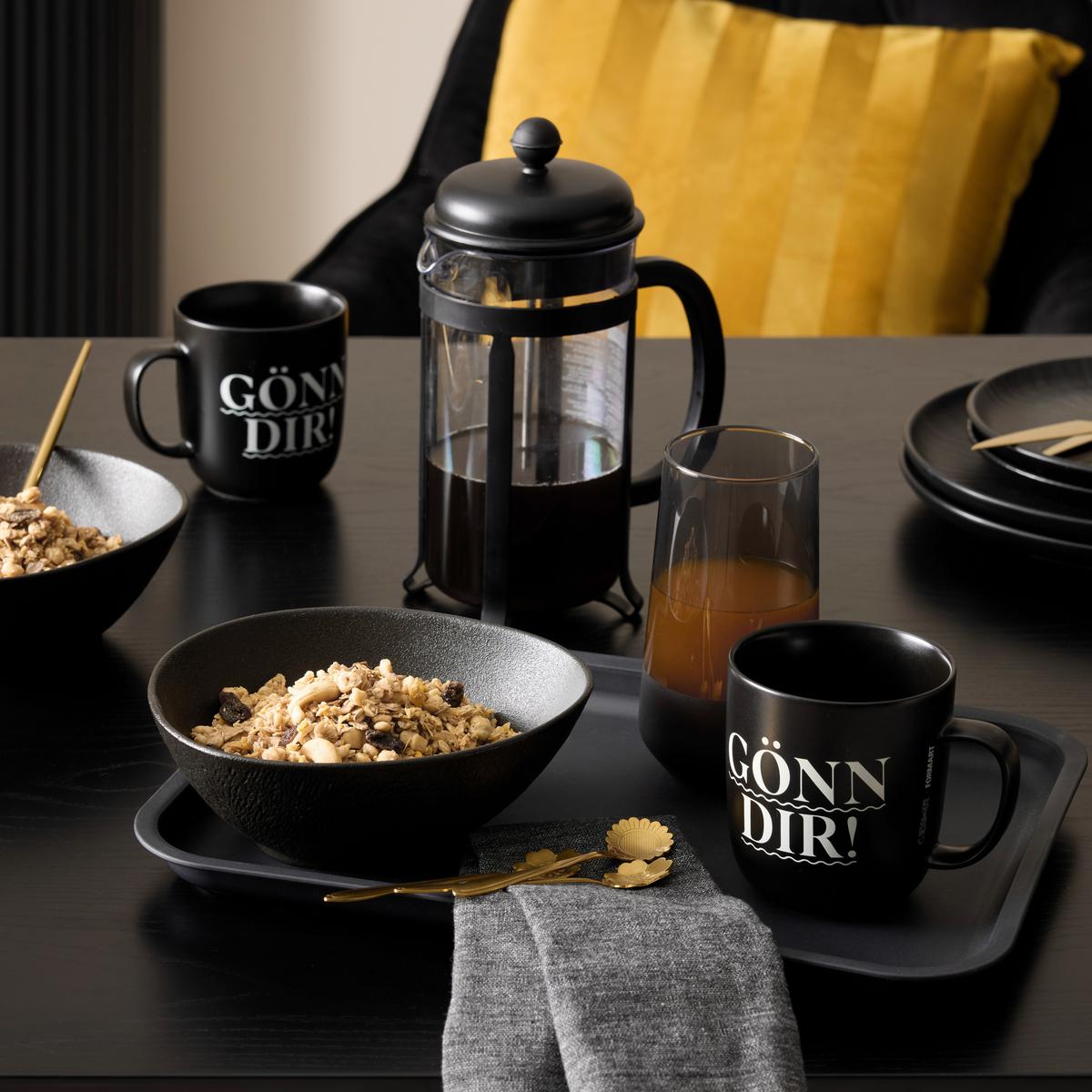 Kaffeebecher Gönn dir aus Porzellan ca. 350ml - Schwarz/Weiß, MODERN, Keramik (9/10cm)