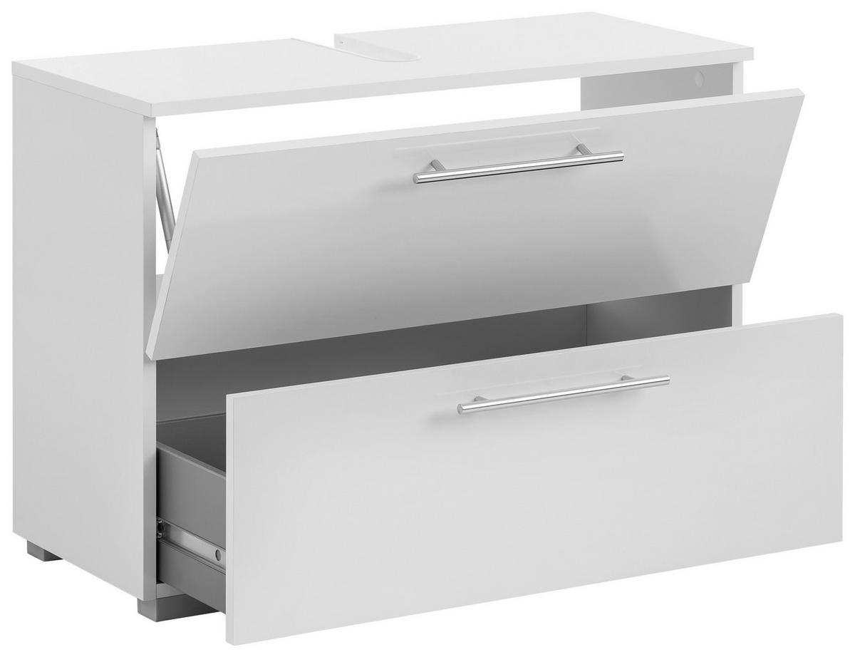 Waschbeckenunterschrank , weiß - Chromfarben/Silberfarben, KONVENTIONELL, Holzwerkstoff/Metall (80,2/59,1/35cm) - MID.YOU