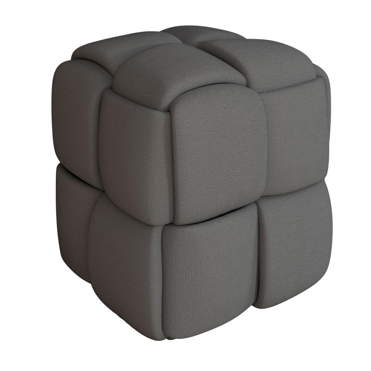 Hocker Ella Dunkelgrau Bouclé - Dunkelgrau/Schwarz, MODERN, Holz/Kunststoff (45/45/45cm) - Bessagi Home