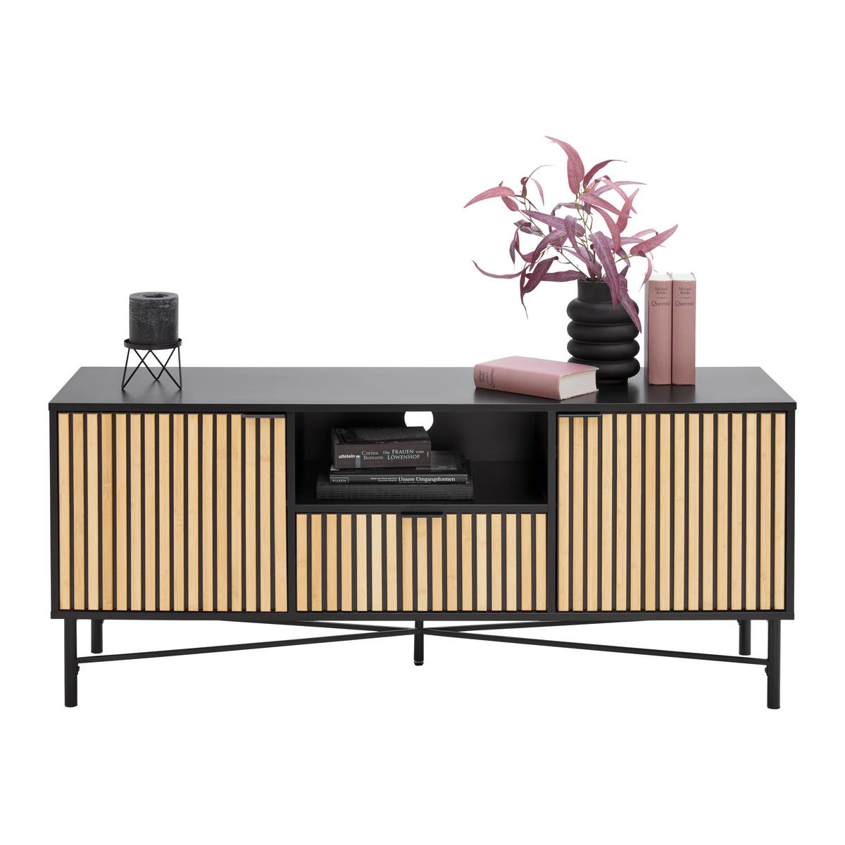 Tv Szekrény Madrid - natúr színű/fekete, Modern, faalapú anyag/fém (143/60/40cm) - Mömax