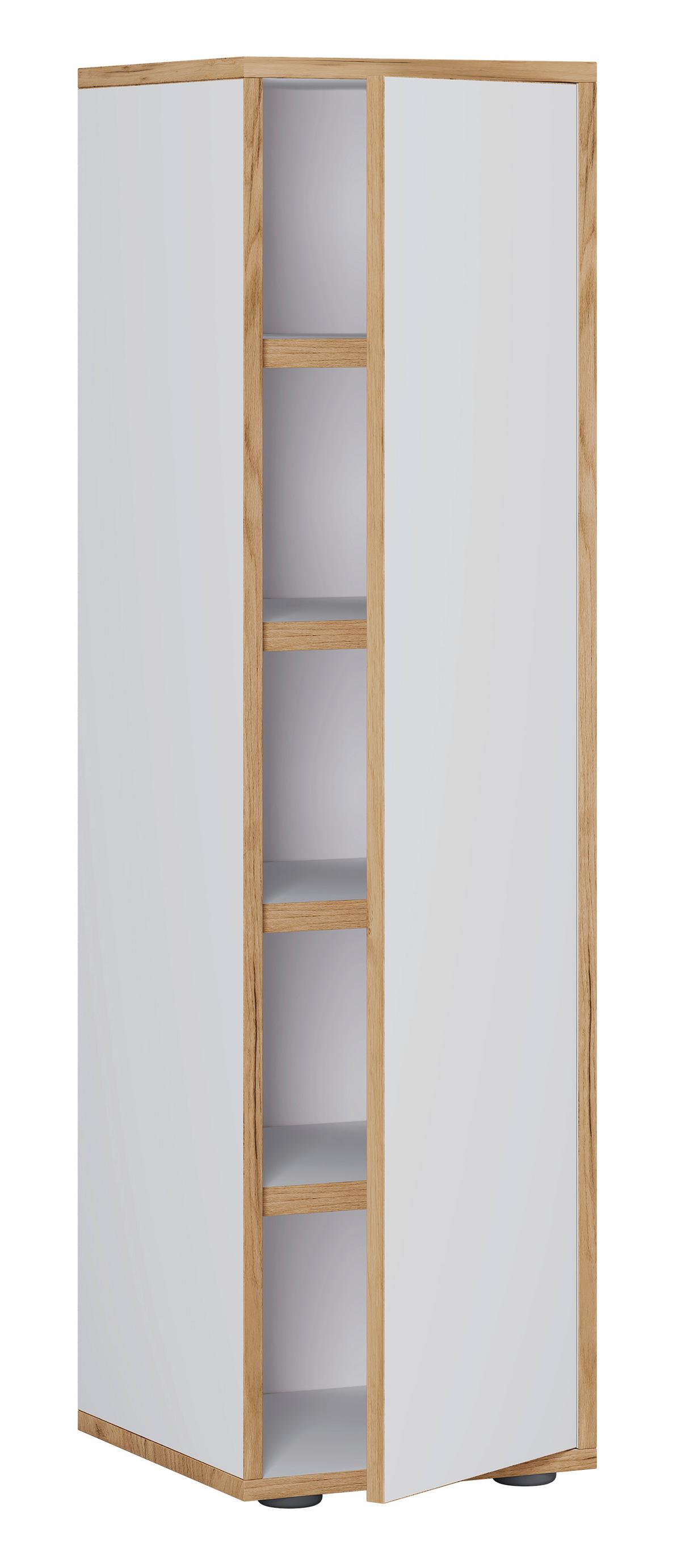 Omara Za Čevlje Salia, Bela, Barva Hrasta - črna/bela, Design, umetna masa/leseni material (30/110/33cm) - MID.YOU