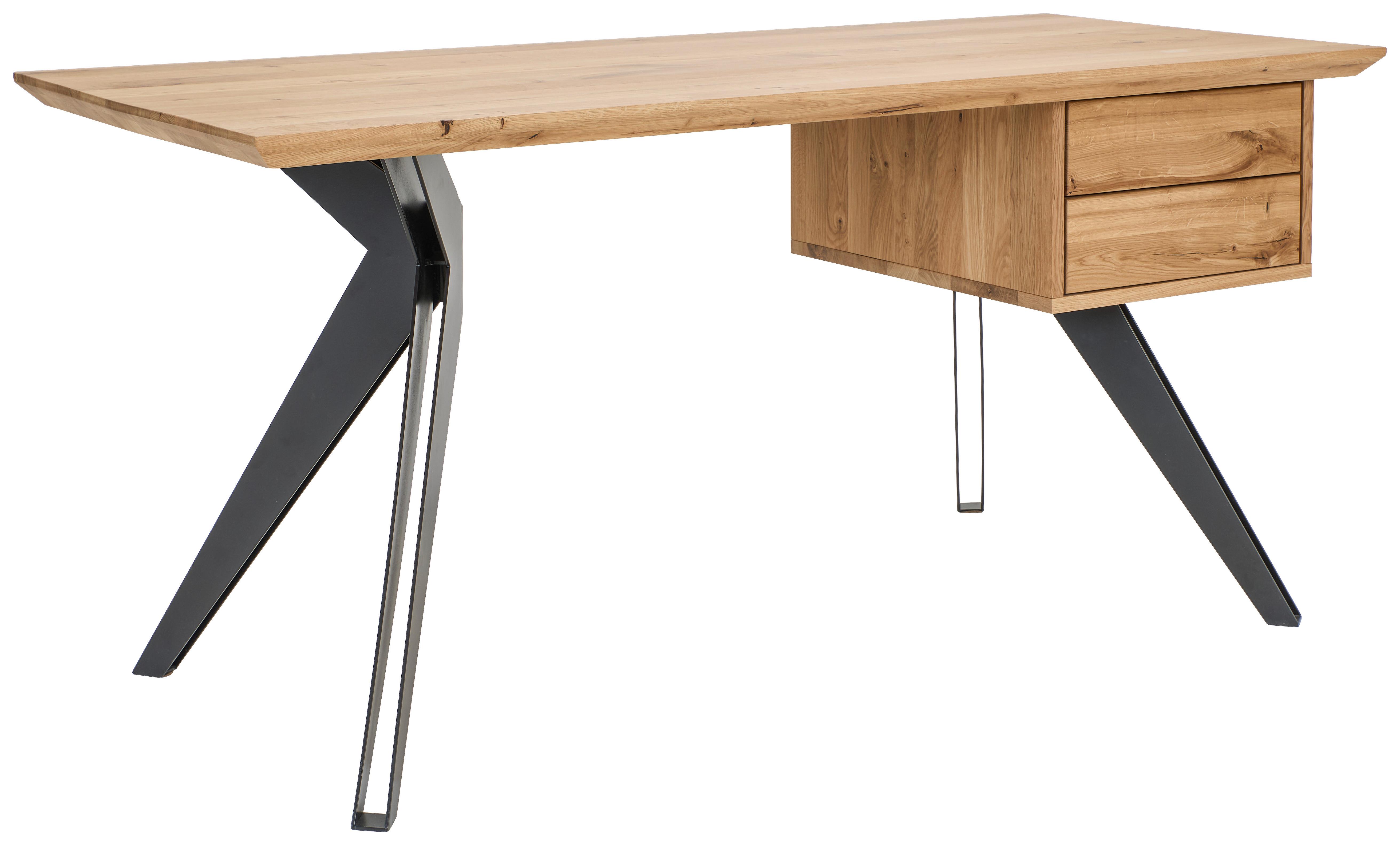 BIURKO ALINA -EXKLUSIV- - dąb dziki/czarny, Natur, metal/drewno (160/70/75cm) - Linea Natura