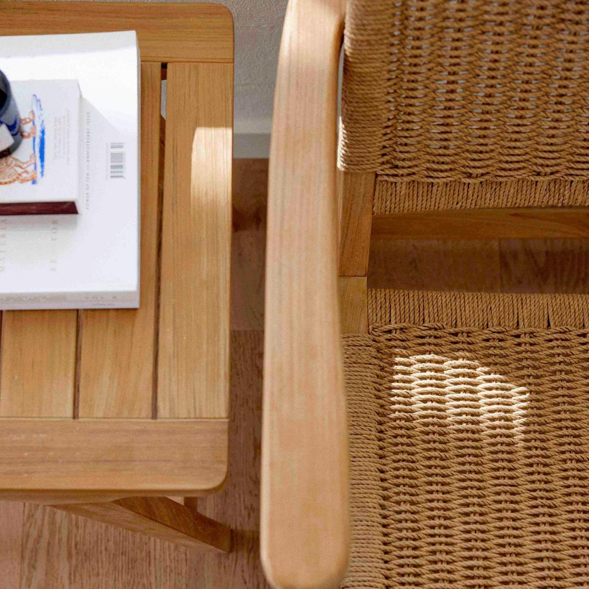Loungetisch Eya T - Naturfarben/Teakfarben, Natur, Holz (45/45/42cm) - Gardenson