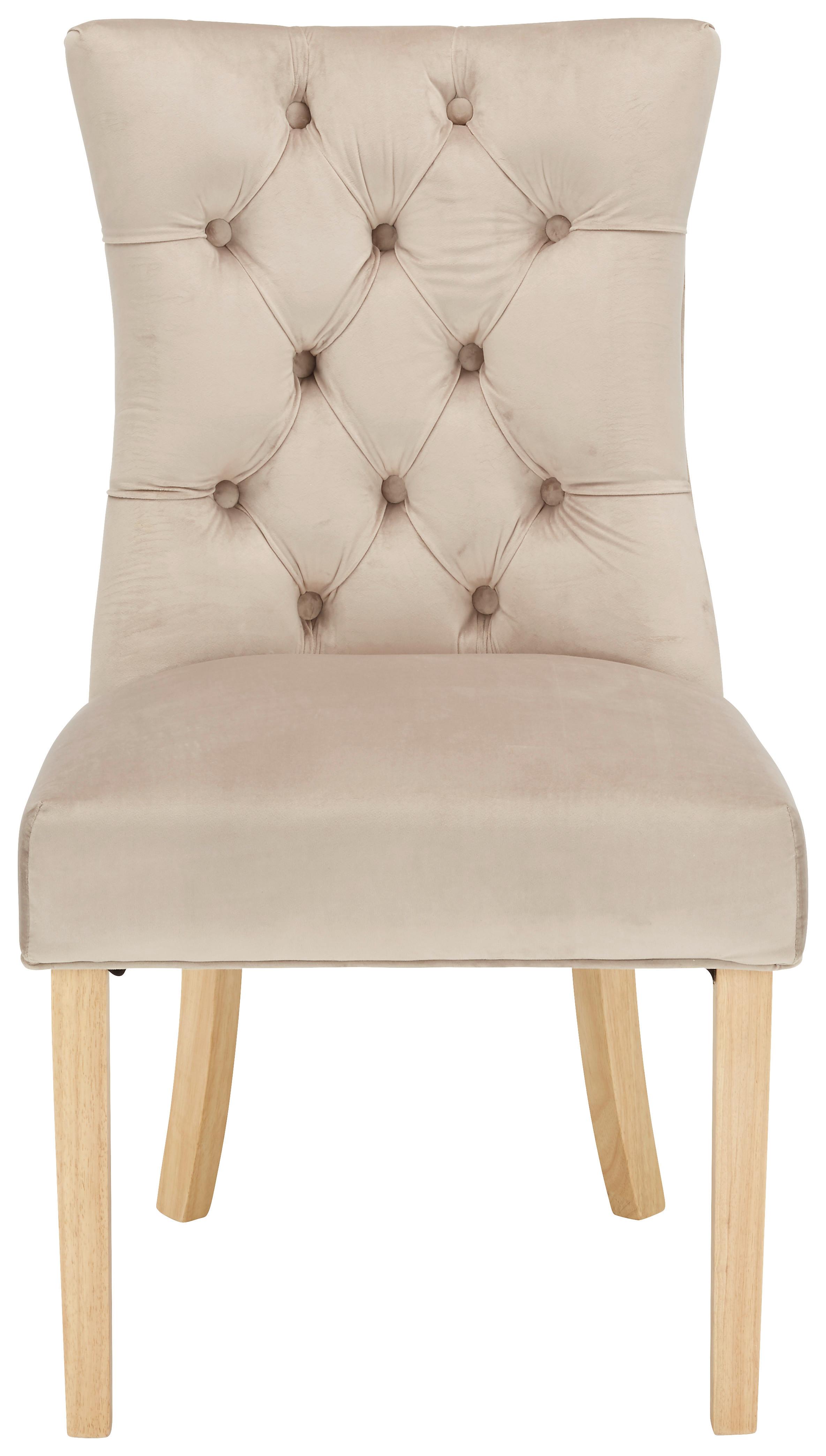 Stuhl Joleen aus Samt in Taupe - Taupe/Naturfarben, Lifestyle, Holz/Textil (55/97/64cm) - Mömax