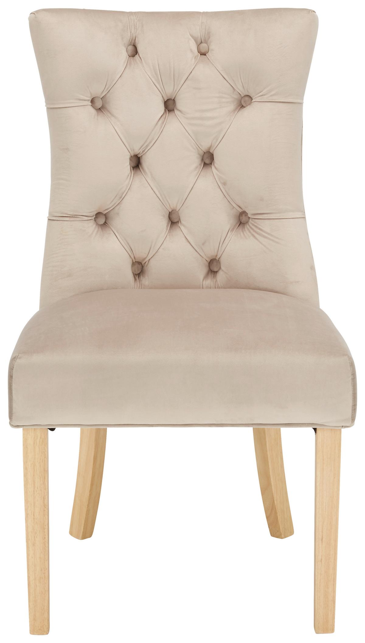 Stuhl Joleen aus Samt in Taupe - Taupe/Naturfarben, Lifestyle, Holz/Textil (55/97/64cm) - Mömax