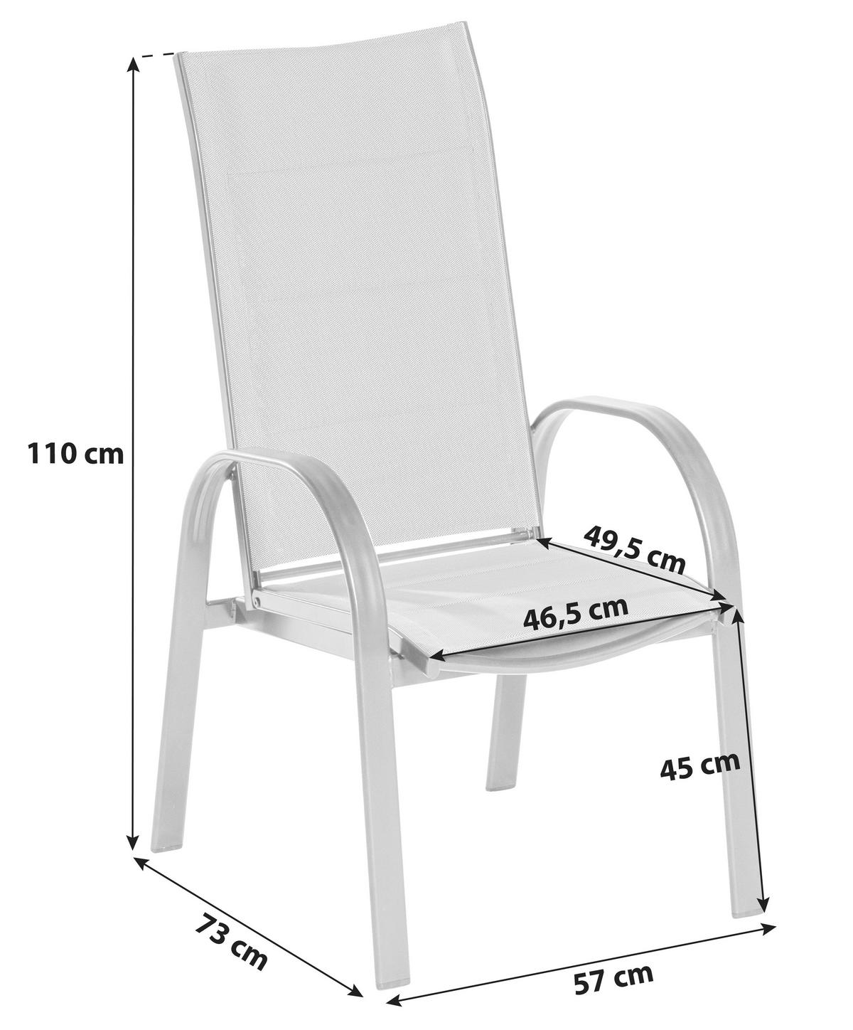 Gartensessel 2er-Set Marini Grau - Graphitfarben/Grau, KONVENTIONELL, Textil/Metall (57/110/73cm) - Gardenson