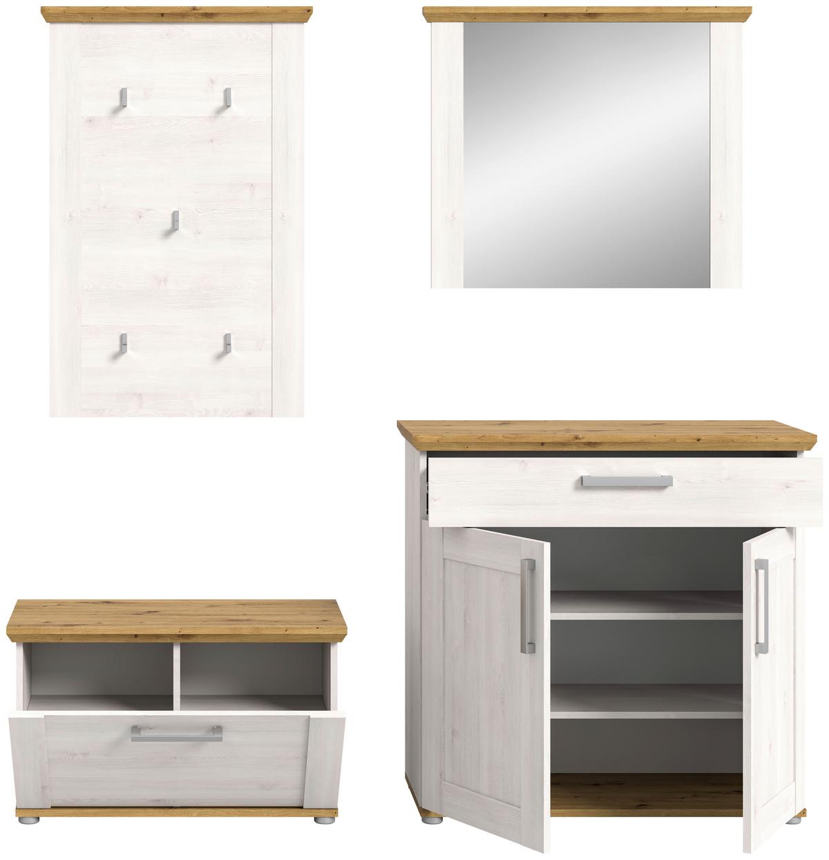 Garderobe Verona 4-tlg. ca. 183x194 cm Lärche/Eiche - KONVENTIONELL, Holzwerkstoff (183/194/37cm) - MID.YOU
