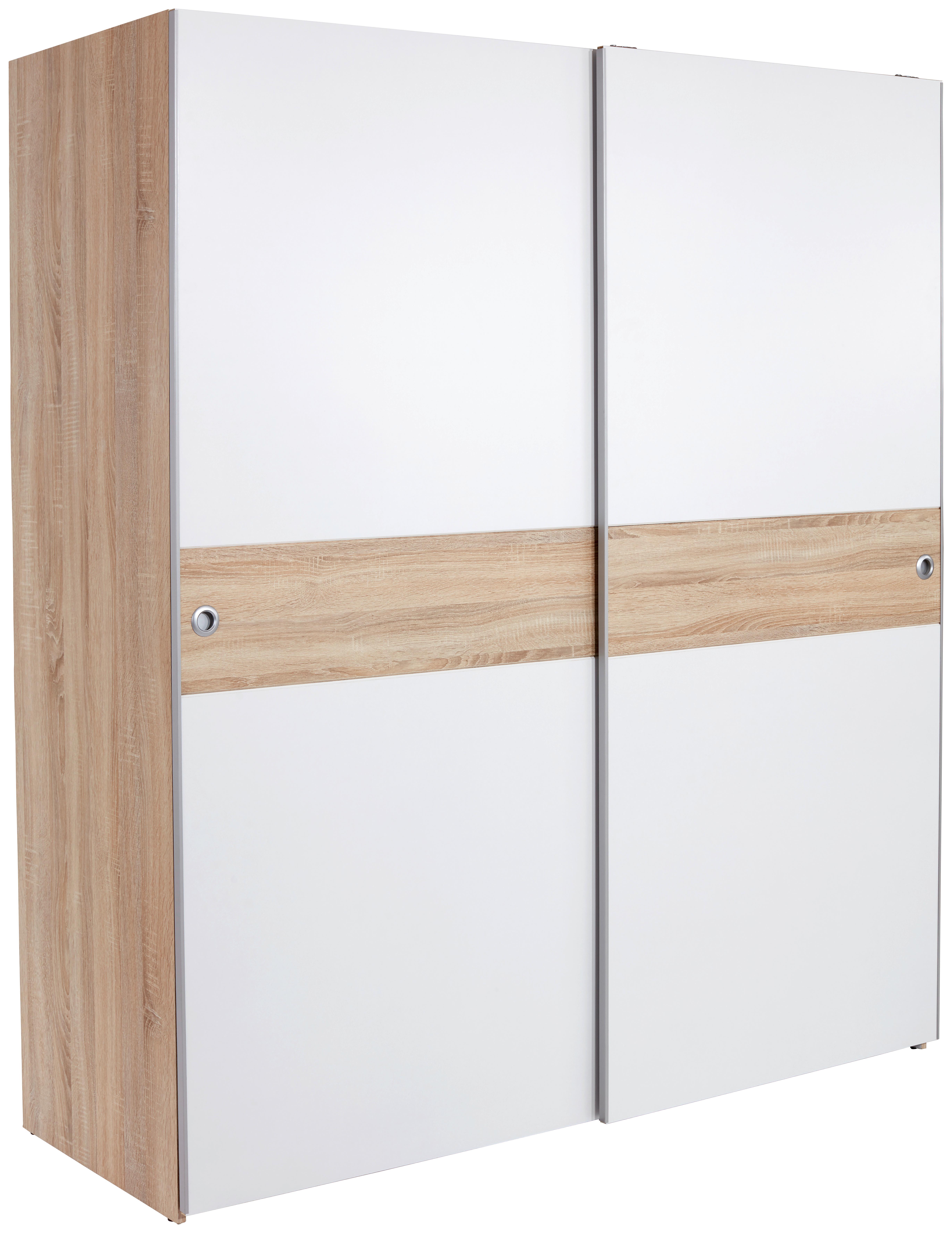 Omara Z Drsnimi Vrati Wiki, Hrast, Bela, Š. 170cm - bela/barve aluminija, Konvencionalno, umetna masa/leseni material (170/196/60cm) - MID.YOU