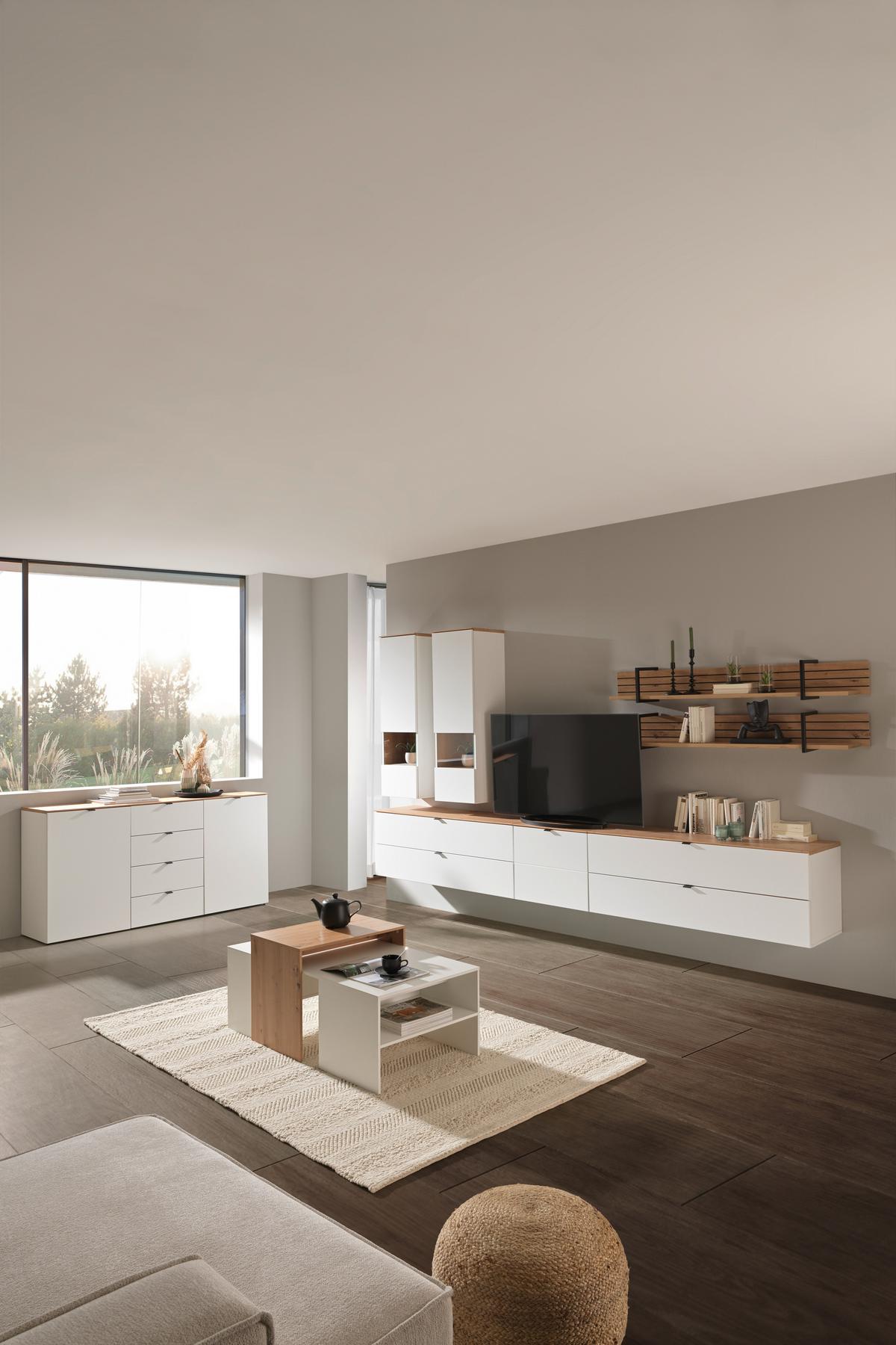 SZAFKA RTV DIANA   -HOM IN- - czarny/biały, Modern, materiał drewnopochodny/metal (140/62/44cm) - Hom`in