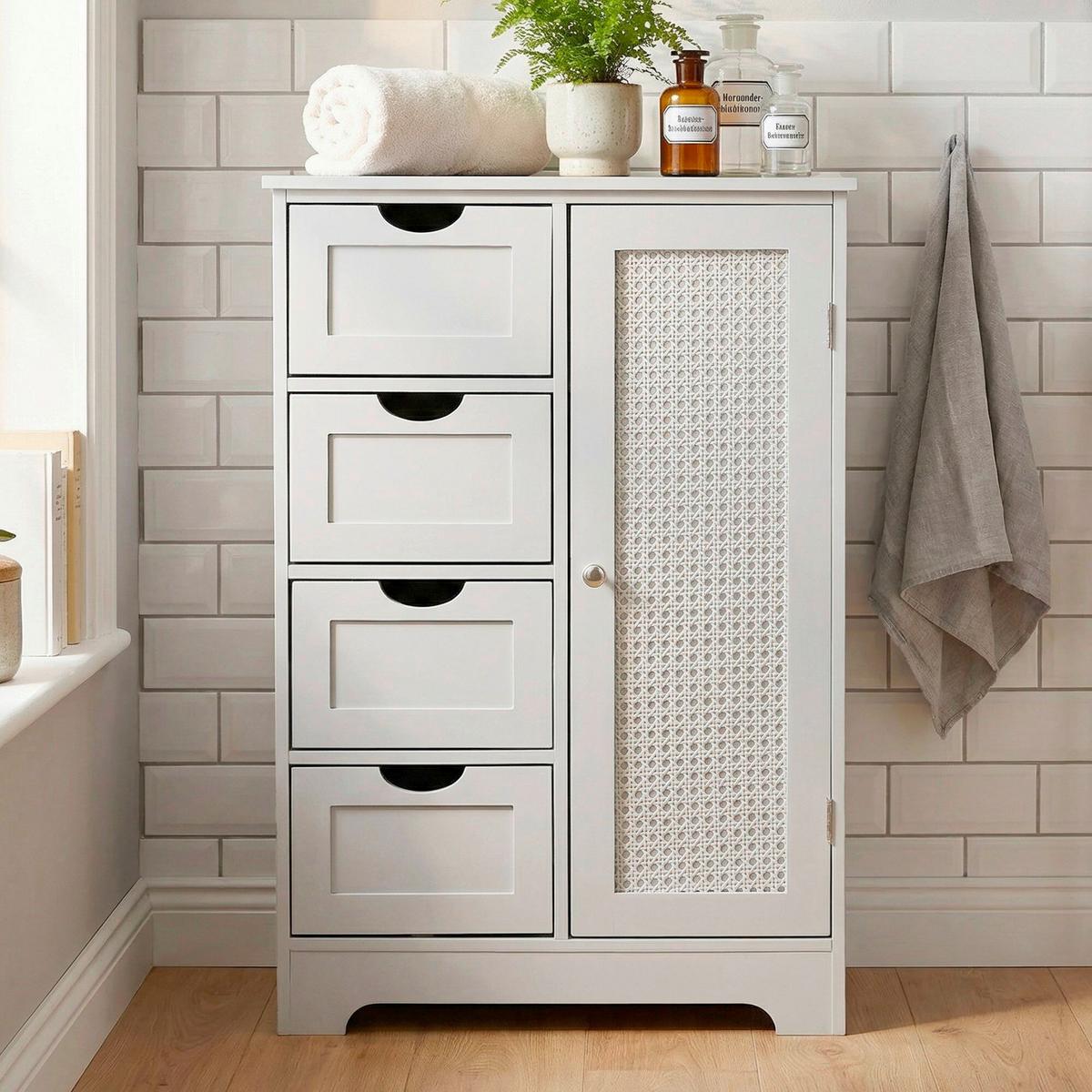Sideboard Wl7.764 - Weiss/Silberfarben, Design, Holzwerkstoff (55/80/30cm) - Livetastic