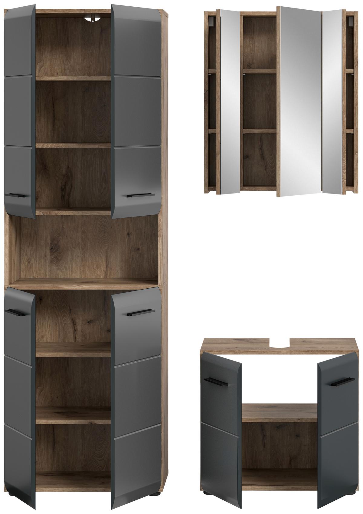 BADEZIMMER ICE - Eiche dunkel/Schwarz, Basics, Holzwerkstoff/Kunststoff (120cm) - MID.YOU