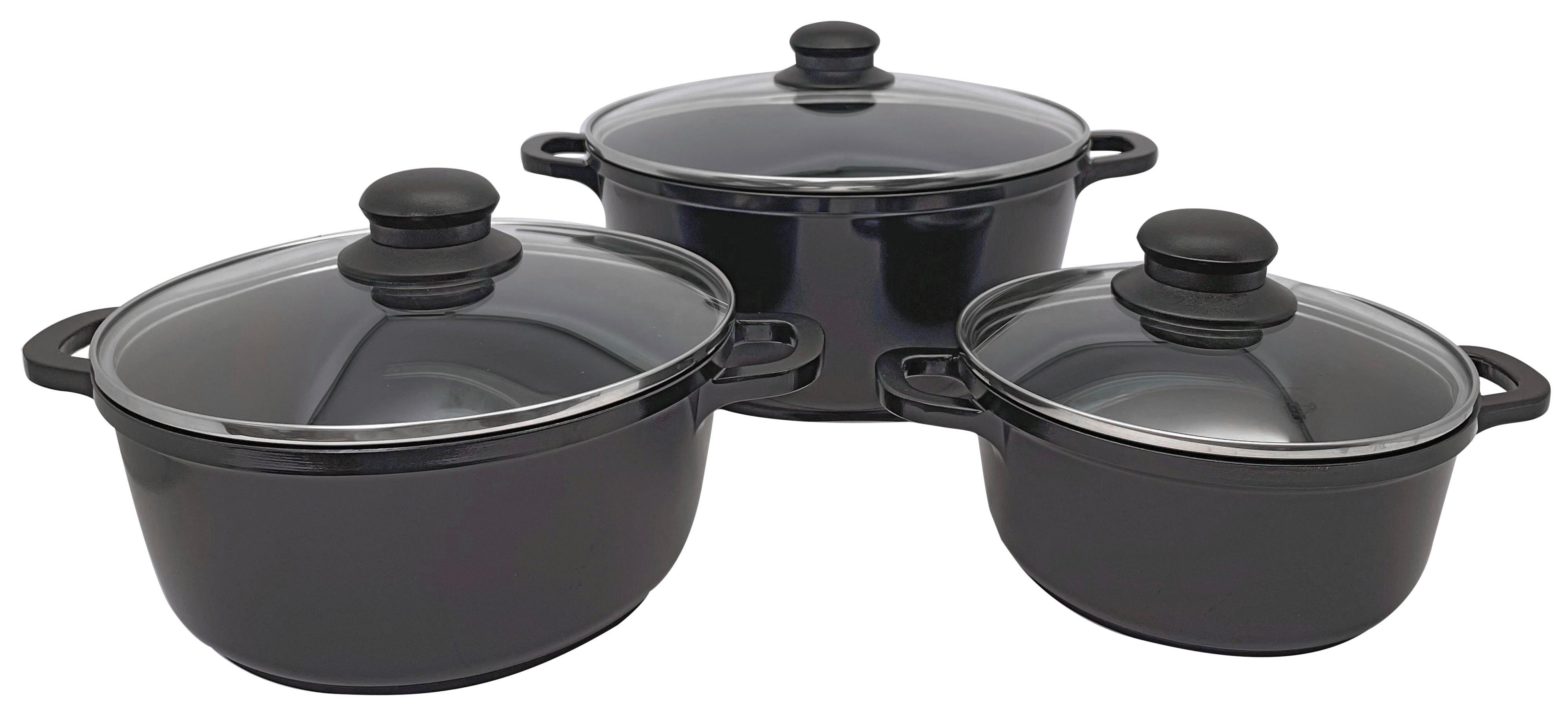 Kochtopfset Mia Schwarz, 6-teilig - Klar/Transparent, KONVENTIONELL, Glas/Kunststoff - Mömax