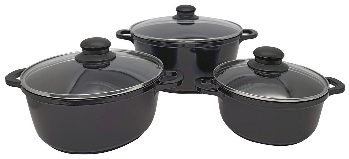 Főzőedénykészlet Mia - fekete/áttetsző, Konventionell, műanyag/üveg - Mömax