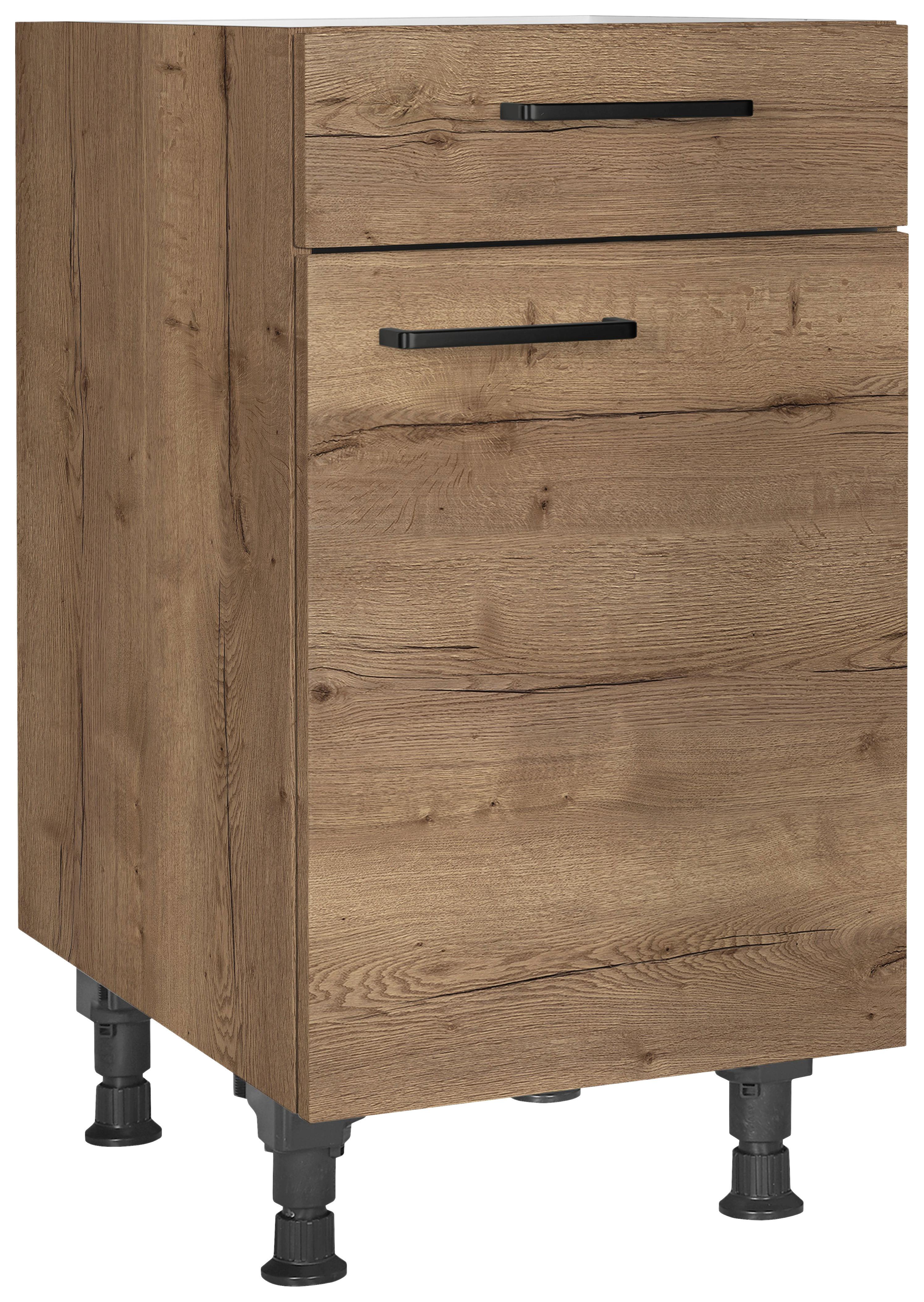 Schubkastenunterschrank Structura Eiche dunkel - Eiche dunkel/Schwarz, MODERN, Holzwerkstoff/Metall (45/87/56cm) - Nobilia