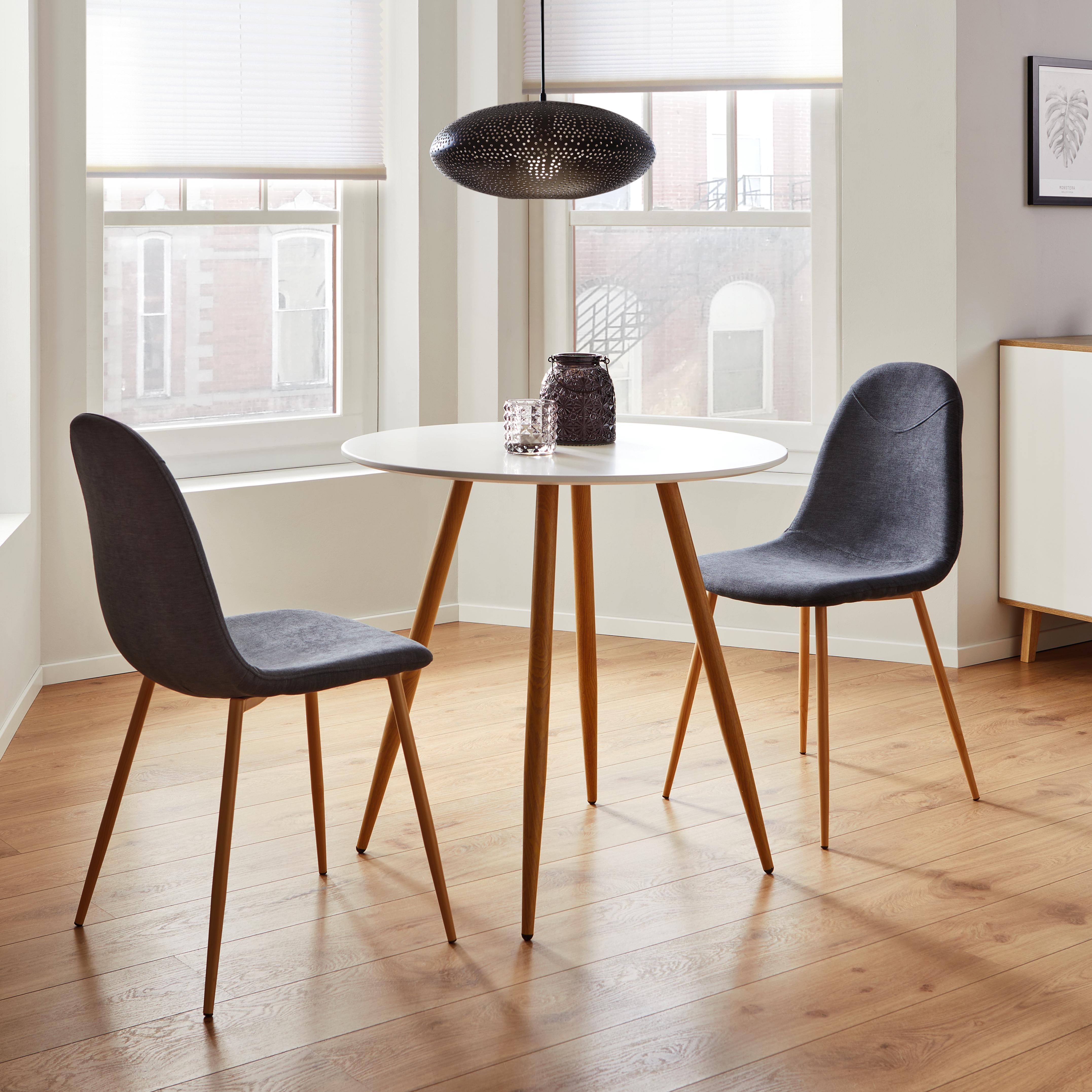 Esstisch in Weiß/Eichefarben Ø ca.80cm 'John' - Eichefarben/Weiß, MODERN, Holz/Metall (80/76cm) - Bessagi Home