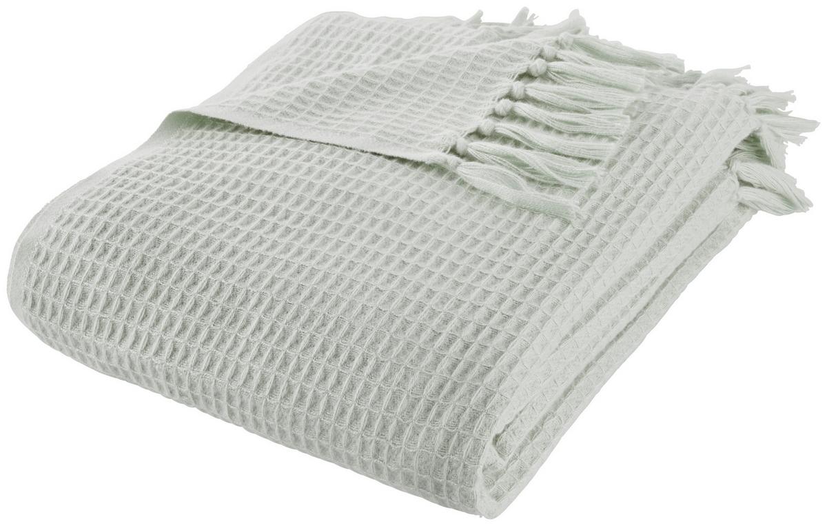 Decke Susa in Salbeigrün ca. 140x180cm - Salbeigrün, MODERN, Textil (140/180cm) - Modern Living