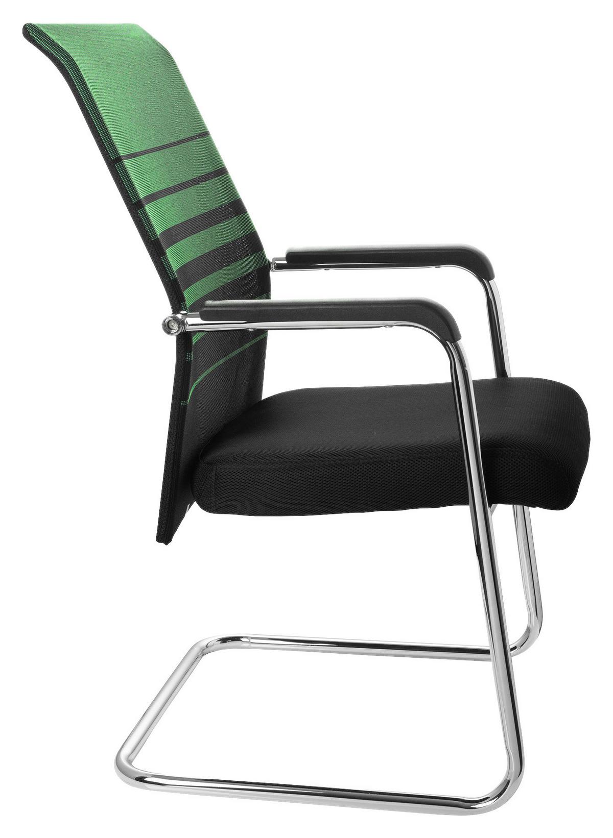 Konferenčni Stol Falcone V, Črna, Zelena - barve kroma/črna, Moderno, kovina/tekstil (57/104/55cm) - MID.YOU
