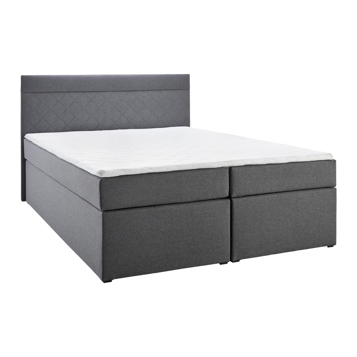 Boxbett Rosa ca. 140x200 cm Dunkelgrau mit Topper - Dunkelgrau/Anthrazit, MODERN, Holz/Holzwerkstoff (140/200cm) - Bessagi Home