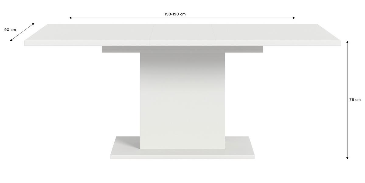 Ausziehtisch Marlon ca. 150-190x90x76 cm Weiß - Weiß, KONVENTIONELL, Holzwerkstoff (150-190/76/90cm)