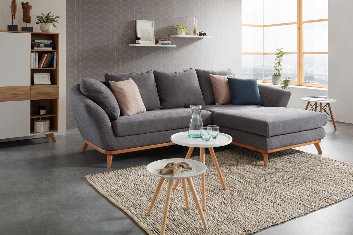 Masă auxiliară Konrad - alb/culoare lemn stejar, Modern, lemn/metal (50/45/50cm) - Modern Living