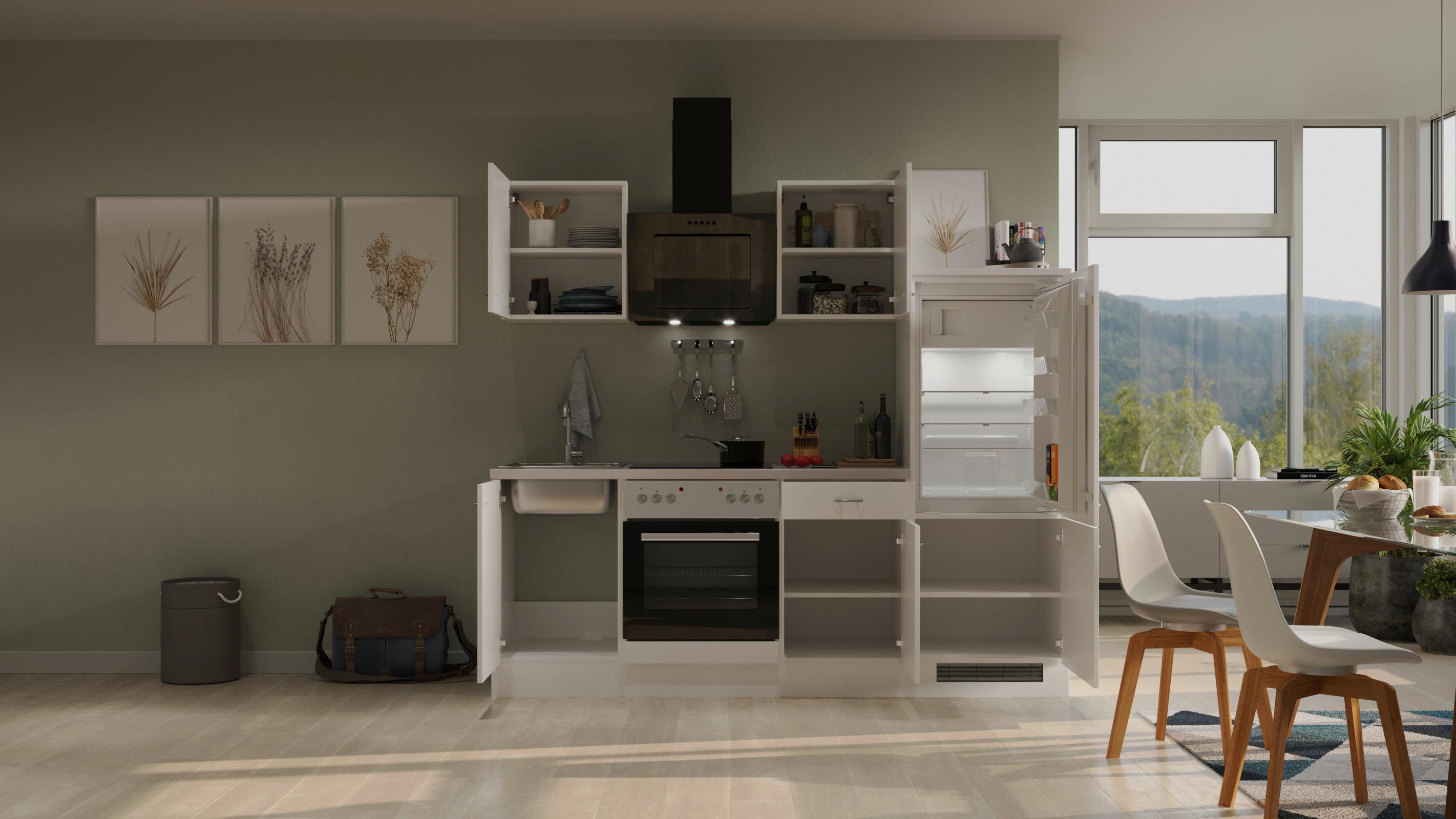 Kuhinjski Blok Wito - barve nerjavečega jekla/bela, Moderno, umetna masa/leseni material (220cm) - FlexWell