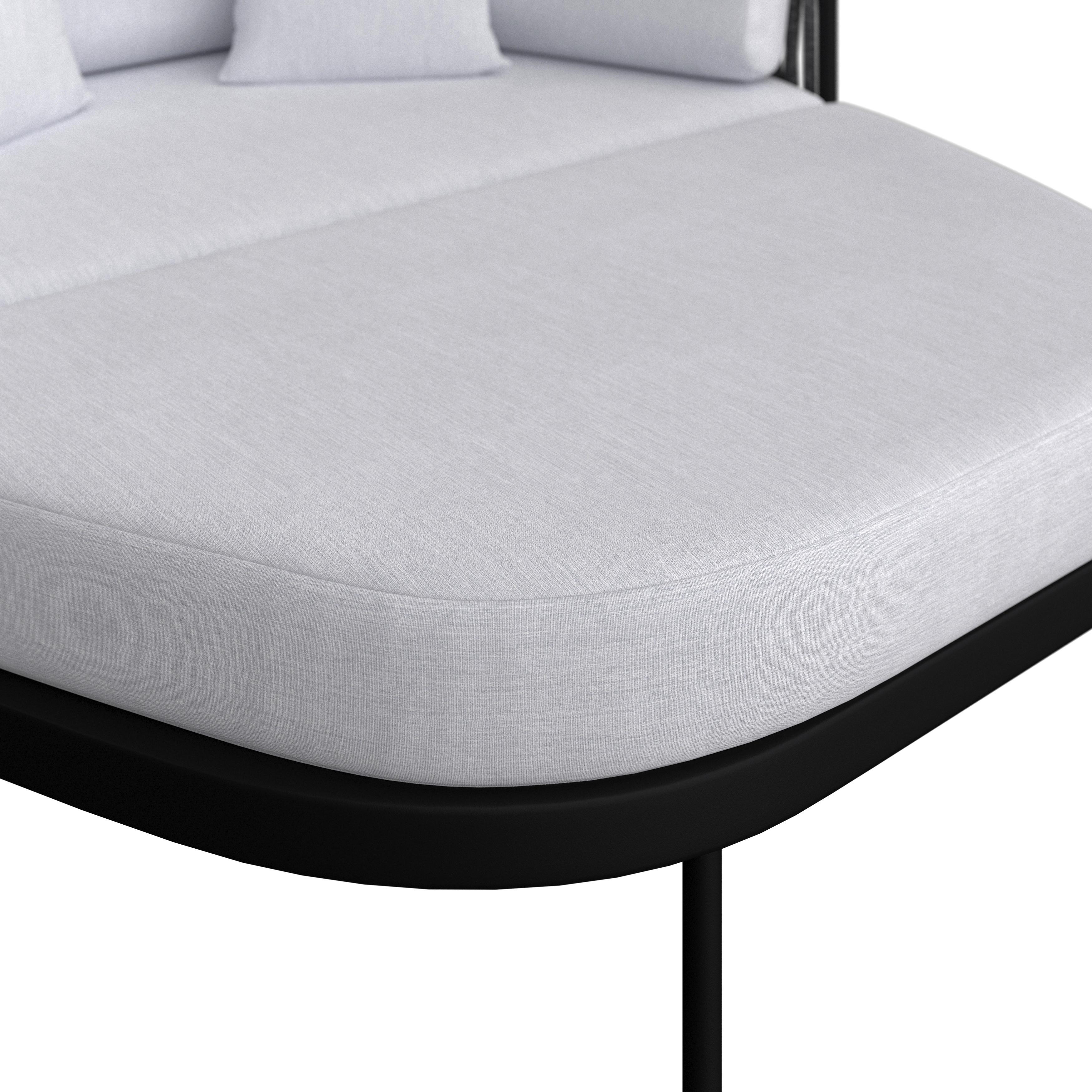 RUND SOLSÄNG LUCIEN - mörkgrå/ljusgrå, Modern, metall/textil (150/64/76cm) - Bessagi Garden