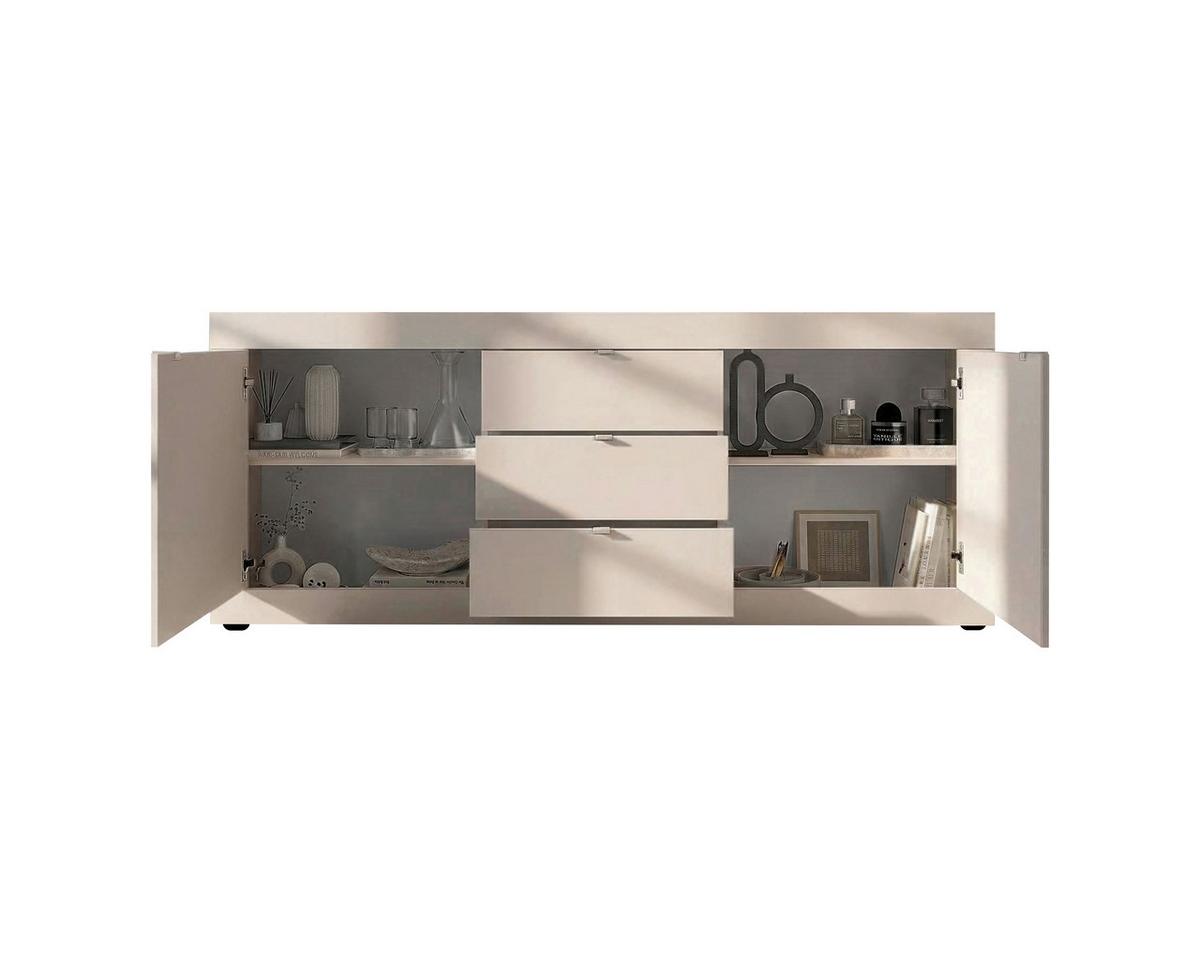 Široka Komoda Basic, Kašmir - kašmir/črna, Design, kovina/umetna masa (210/86/43cm) - MID.YOU