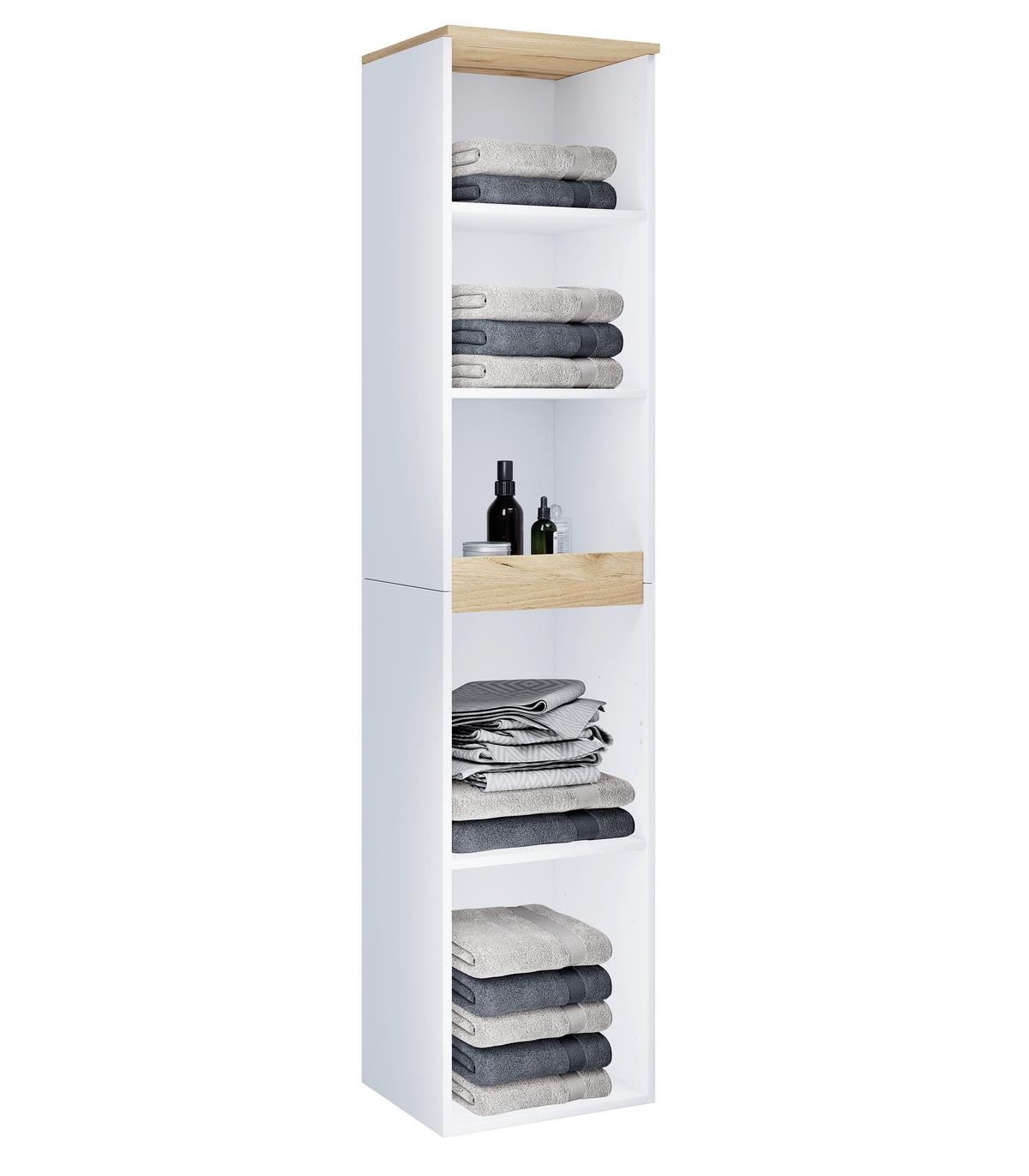 Badezimmerregal Cosila - Honigeiche/Weiss, Trend, Holzwerkstoff (40/180/35cm) - MID.YOU