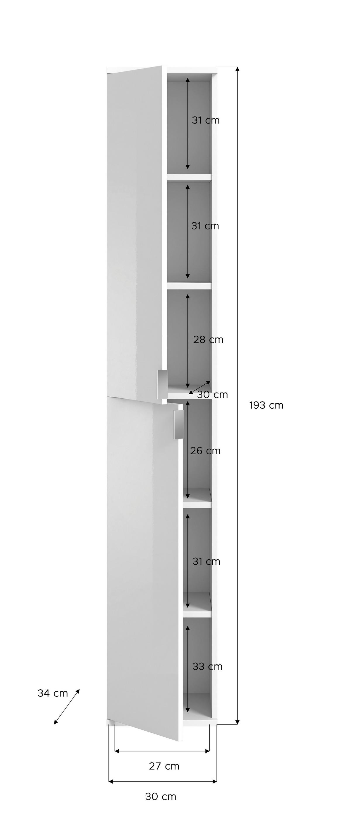 Predsoba Projekt X, Bela, Barva Hrasta, 3-Delno - bela/visoki sijaj, Konvencionalno, steklo/leseni material (212/193/34cm) - MID.YOU