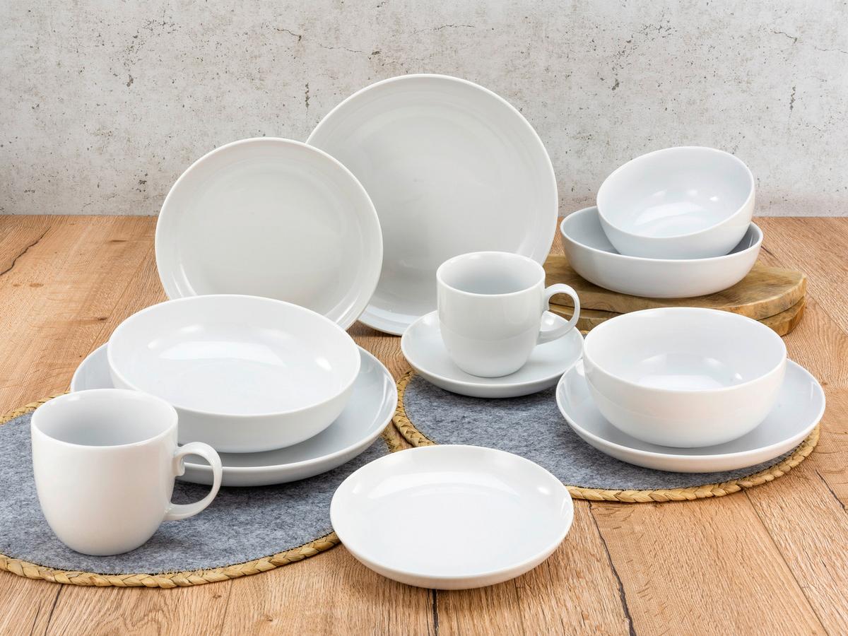 SERWIS OBIADOWO-ŚNIADANIOWY ALLROUND BIAŁY - biały, Konventionell, ceramika - Creatable