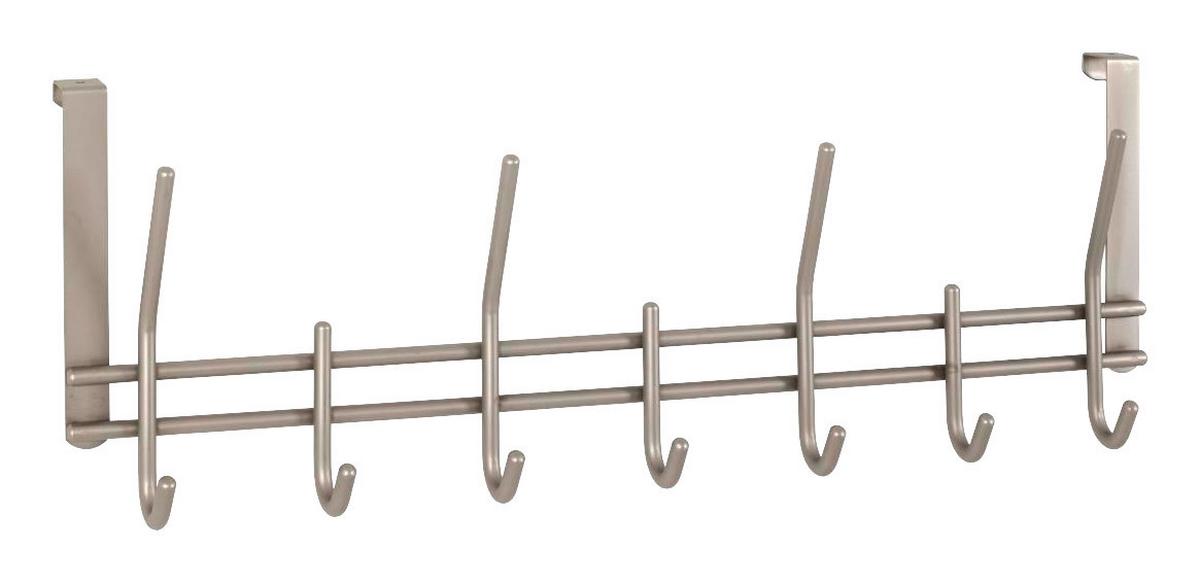 Fali Fogas Fém 7 Akasztóval Carla - nemesacélszínű, Modern, fém (54/20/7cm)