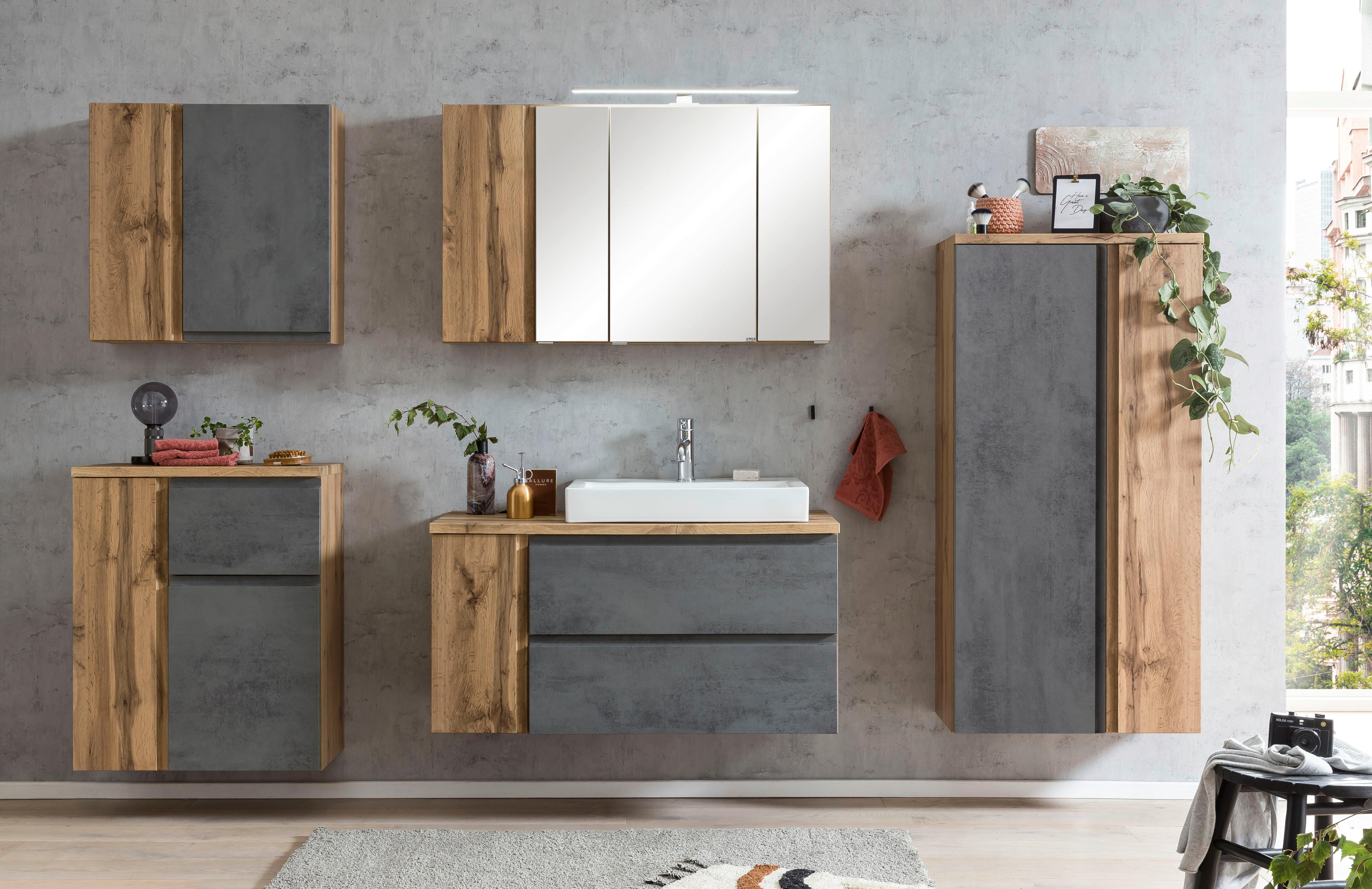Midischrank Varese ca. 65x130 cm Hellgrau/Eiche - Eiche Wotan/Hellgrau, MODERN, Holzwerkstoff (65/130/35cm) - Held