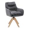 Armlehnstuhl Juana Grau Samt Drehbar Gepolstert - Naturfarben/Grau, MODERN, Holz/Textil (61/93/65cm) - Bessagi Home