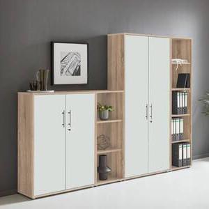 Aktenschrank Office Edition Sw Set 4 Weiß/Sonoma Eiche - Weiß/Sonoma Eiche, MODERN, Holzwerkstoff (257/186/33cm) - MID.YOU