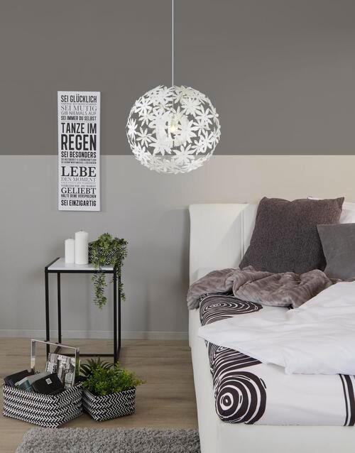 Hängeleuchte Stella Weiß max. 60 Watt - Weiß, Basics, Kunststoff (60/150cm) - Globo