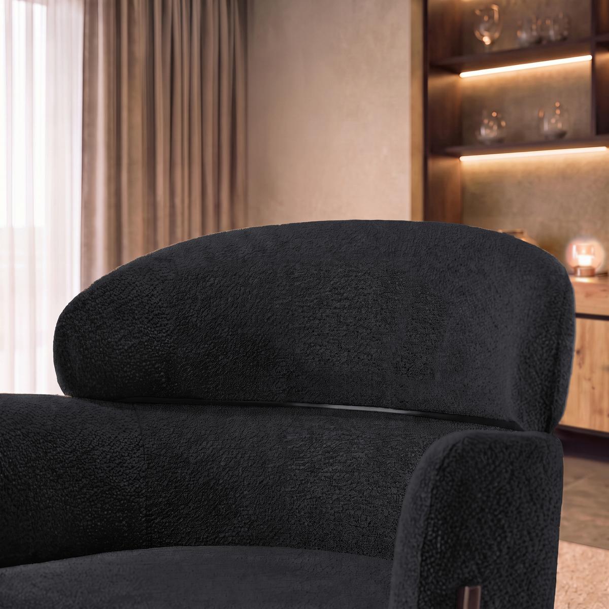 Armlehnstuhl Chloe Schwarz Webstoff Gepolstert - Schwarz, MODERN, Textil/Metall (62/79/59,5cm) - Bessagi Home