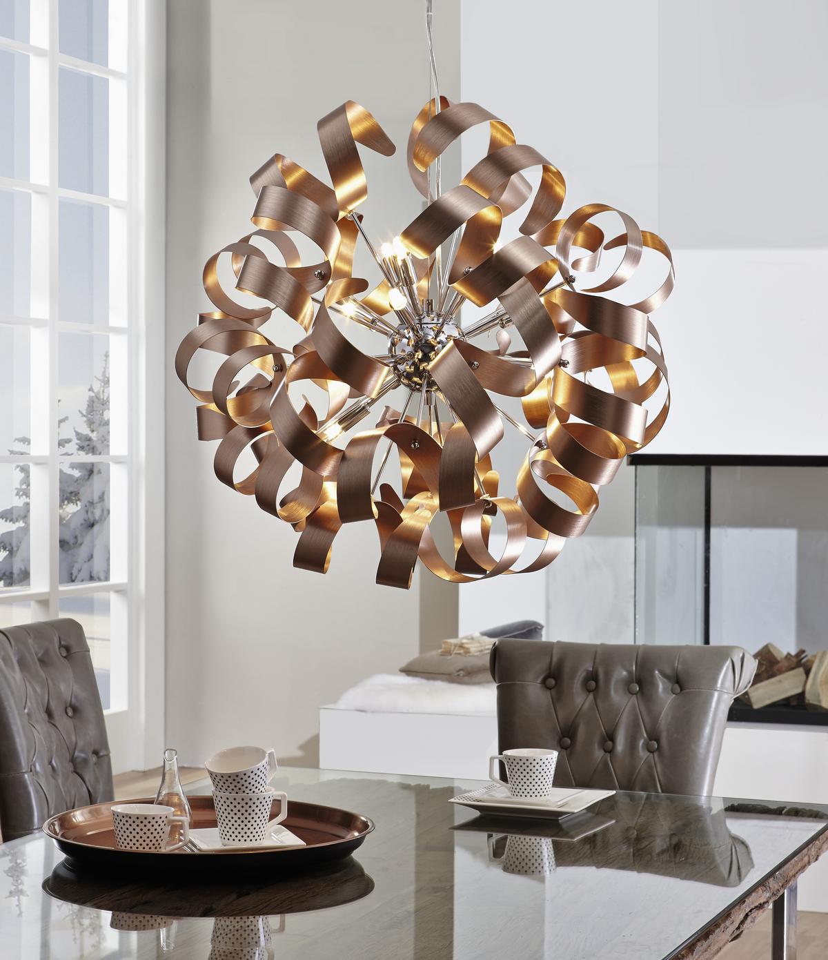 LAMPA WISZĄCA CURLY - kolor miedziany, Design, metal (60/180cm) - Ambiente