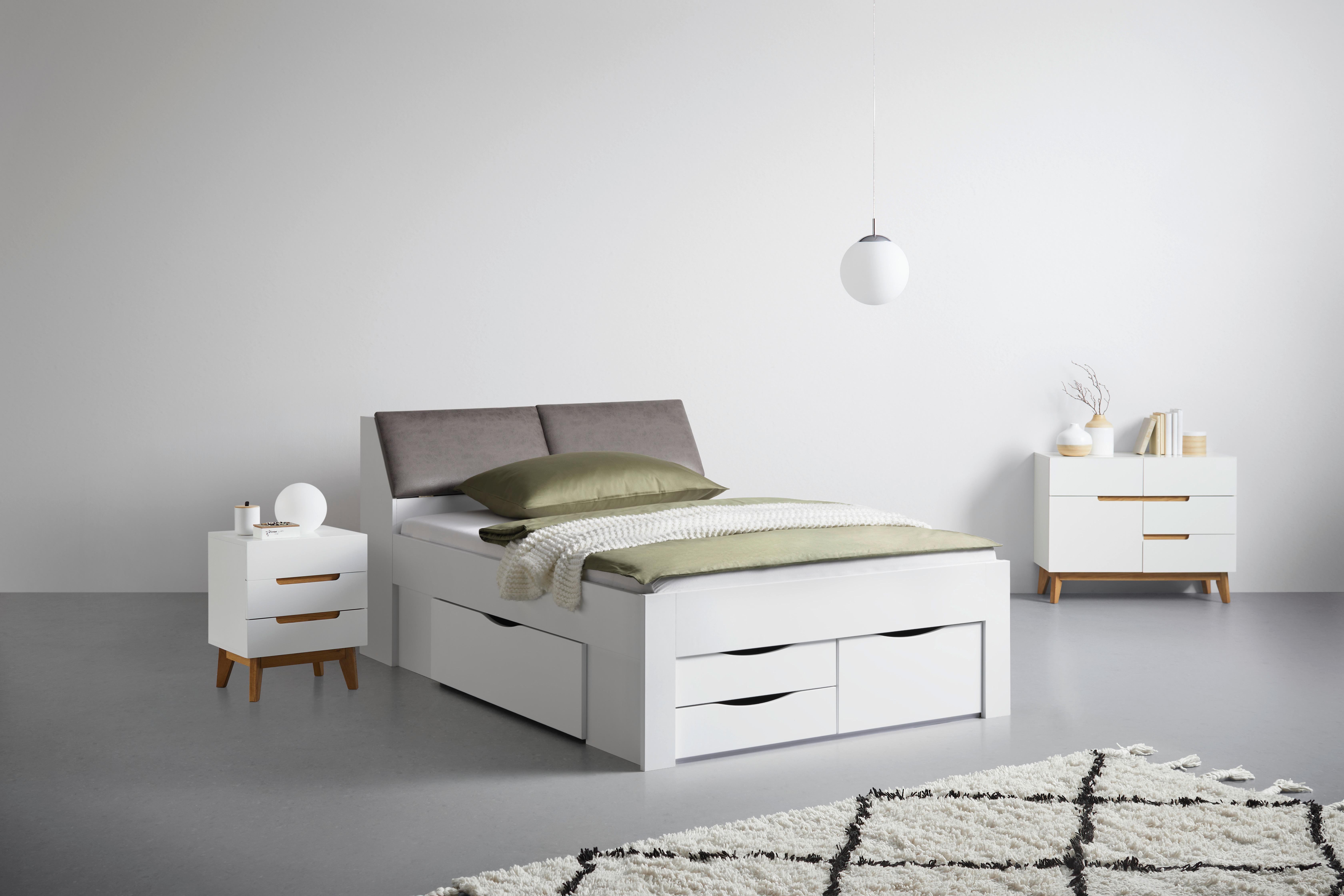 SÄNG MED FÖRVARING MAXI MM - vit/grå, Klassisk, trämaterial/textil (140/200cm) - Mömax