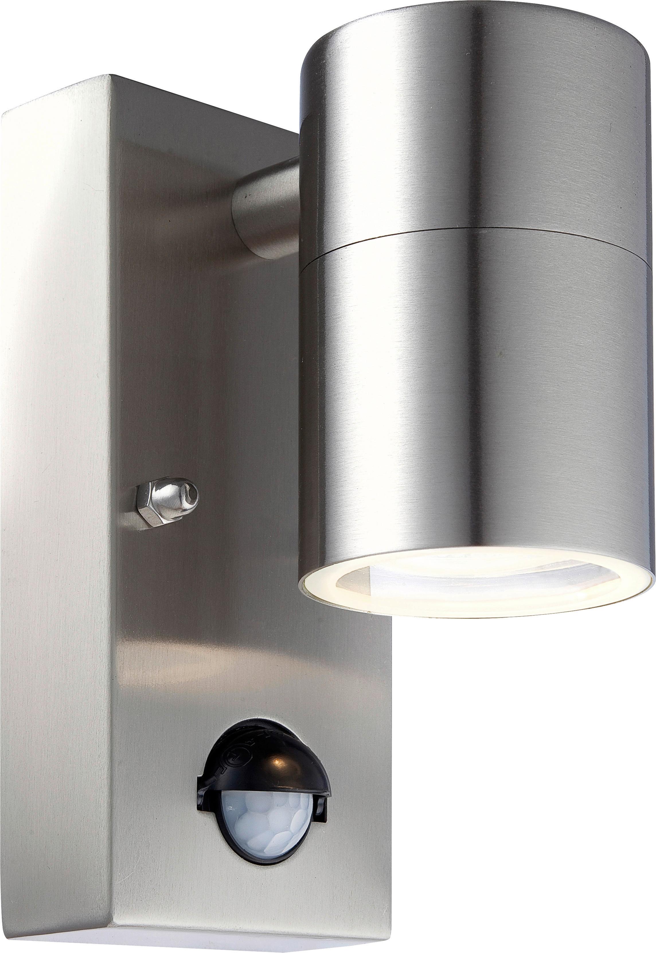 LED-Außenwandleuchte Style mit Bewegungsmelder - Klar/Edelstahlfarben, Design, Glas/Metall (7/11/15cm) - Globo