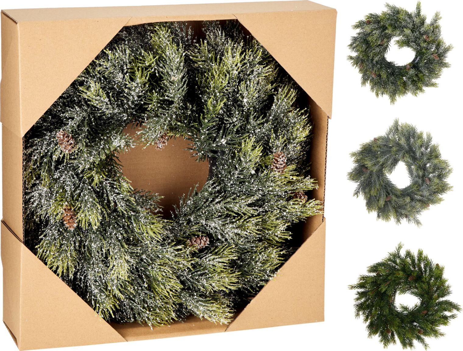 Koszorú Xmas - zöld, műanyag (35/12cm)