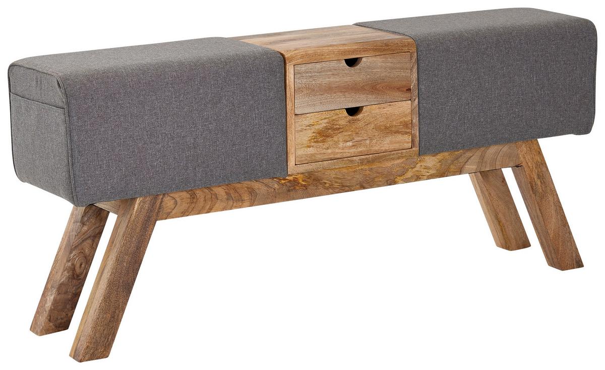 Garderobenbank ca. 120x56x30 cm Textil Grau - Braun/Grau, MODERN, Holz/Textil (120/56/30cm) - MID.YOU