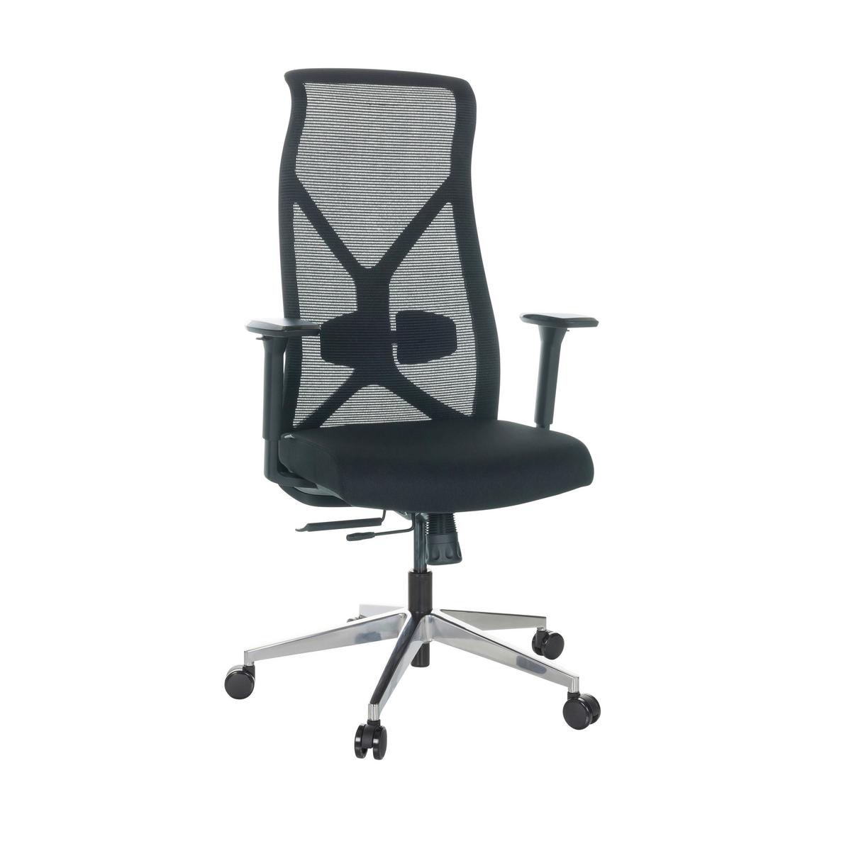 Drehstuhl Azurro B Schwarz - Silberfarben/Schwarz, Basics, Kunststoff/Textil (69/119-128/60cm) - MID.YOU