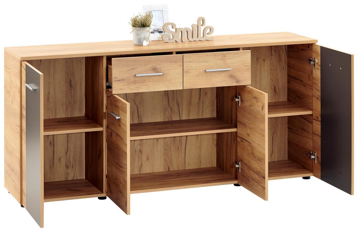Comodă Uno - culoare lemn stejar/gri, Modern (177/80/40cm) - Modern Living