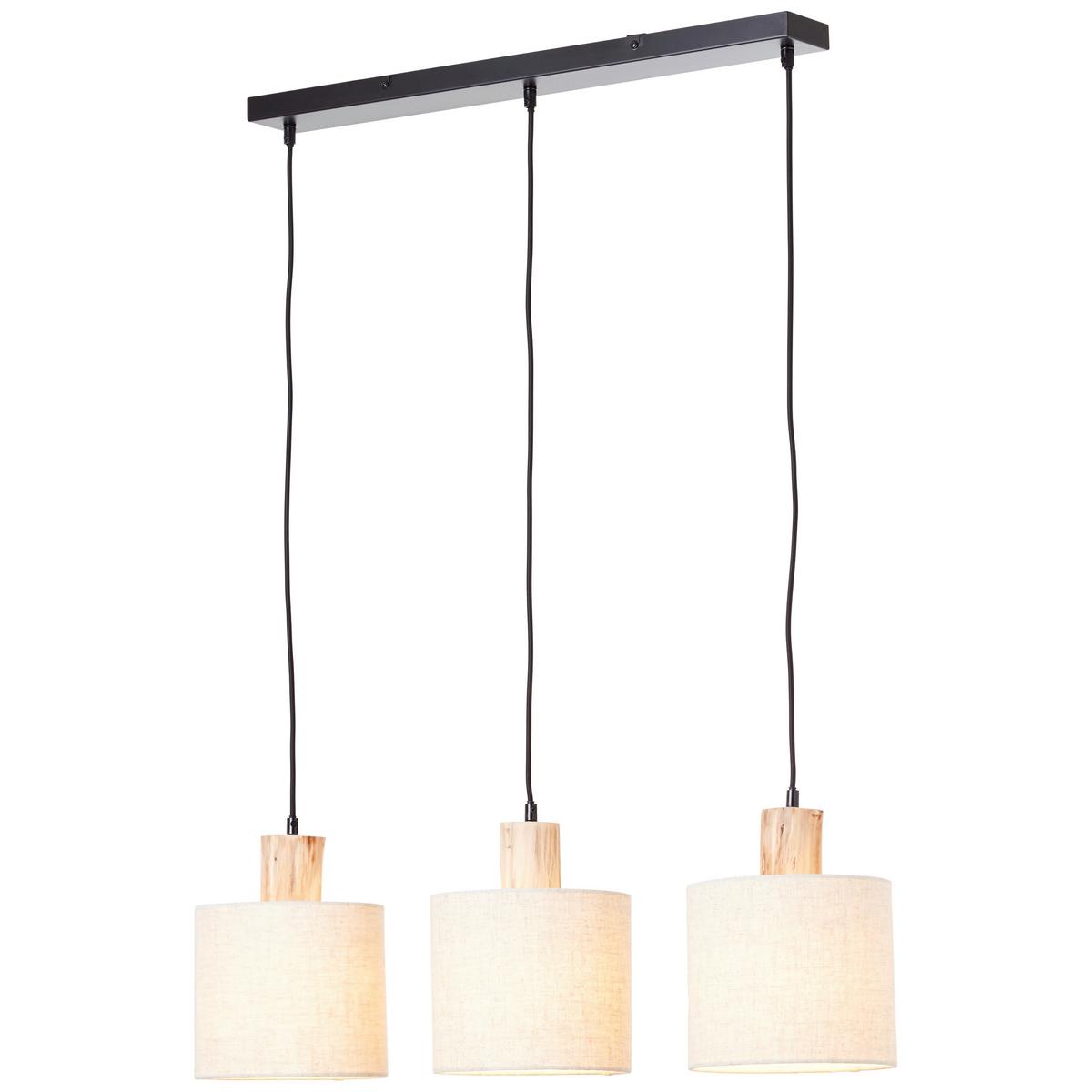 Pendelleuchte Pia Naturfarben max. 40 Watt - Schwarz/Naturfarben, Natur, Holz/Textil (80/20/130cm) - Brilliant