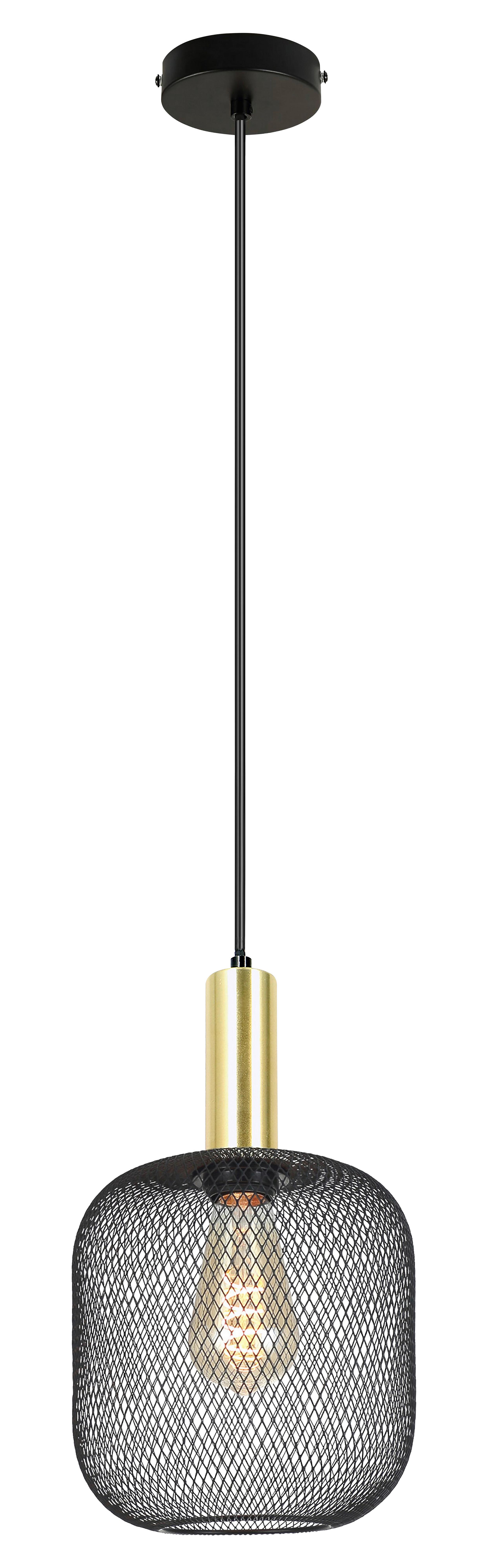 Hängeleuchte Drato Schwarz max. 25 Watt - Goldfarben/Schwarz, MODERN, Metall (20/120cm) - Mömax
