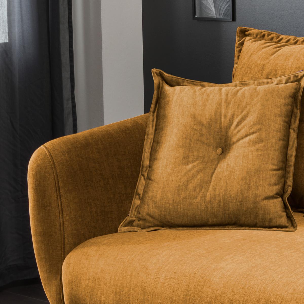 3-Sitzer-Sofa Baggio Gelb Velours - Gelb/Buchefarben, MODERN, Holz/Textil (236/94/103cm) - Livetastic