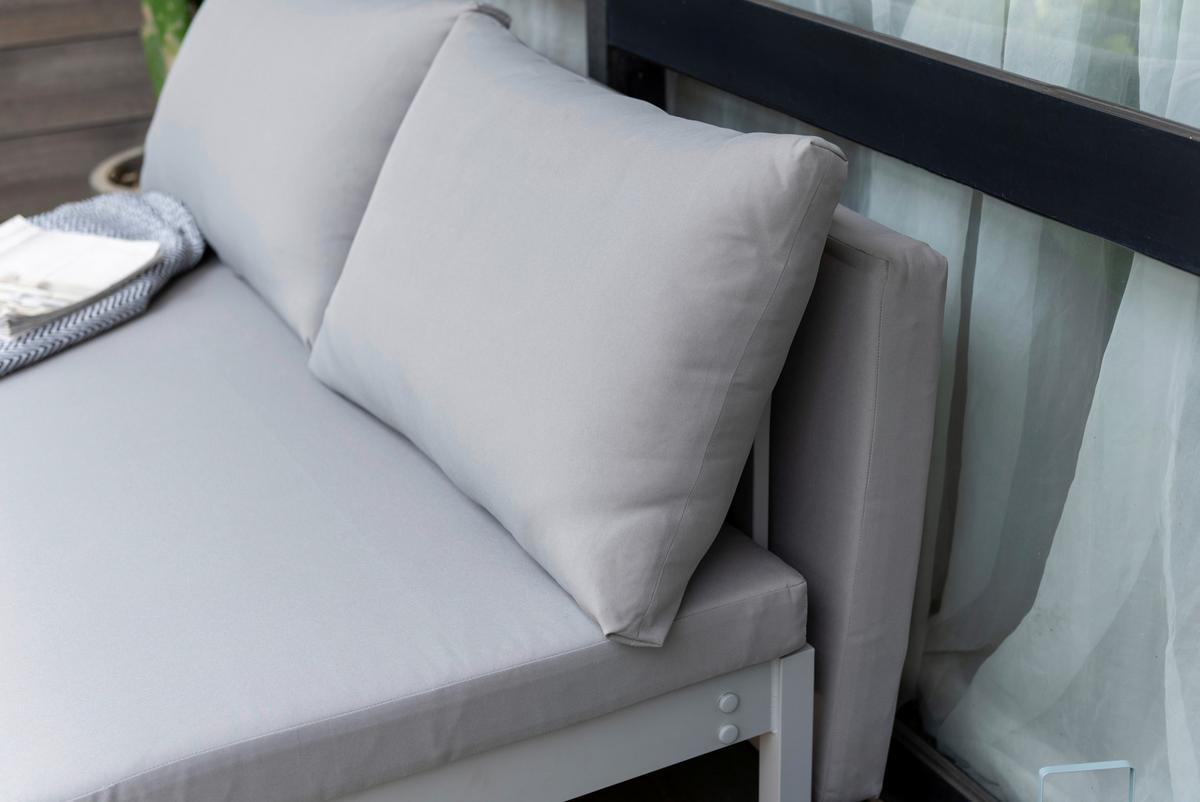 Loungesofa Emil 1 Hellgrau Echtholz - Hellgrau, MODERN, Holz/Metall (132/70,7/128cm)