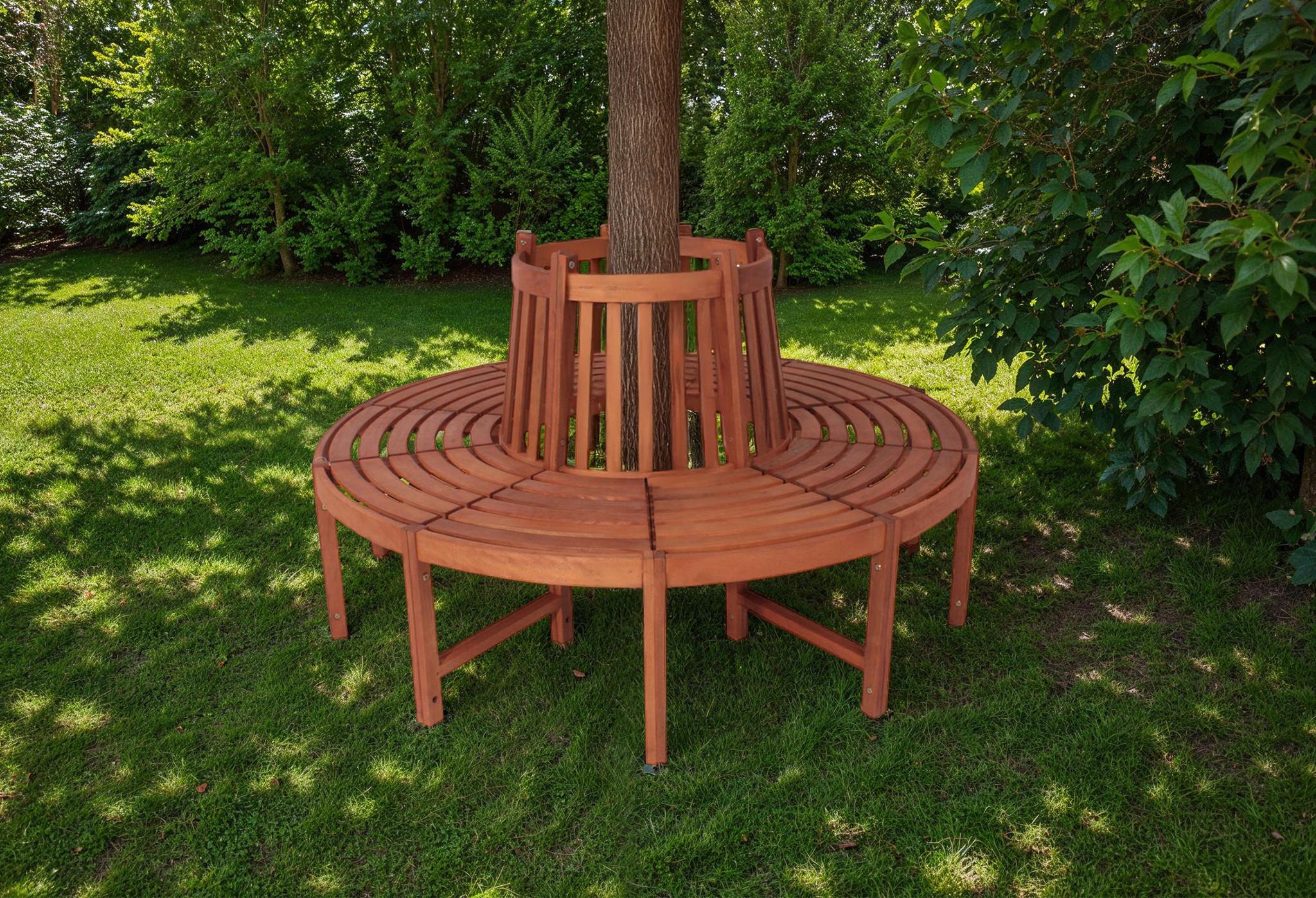 Baumbank Holz Fontana ca. 160x91 cm - Eukalyptusholzfarben/Braun, MODERN, Holz (160/91/160cm) - Gardenson