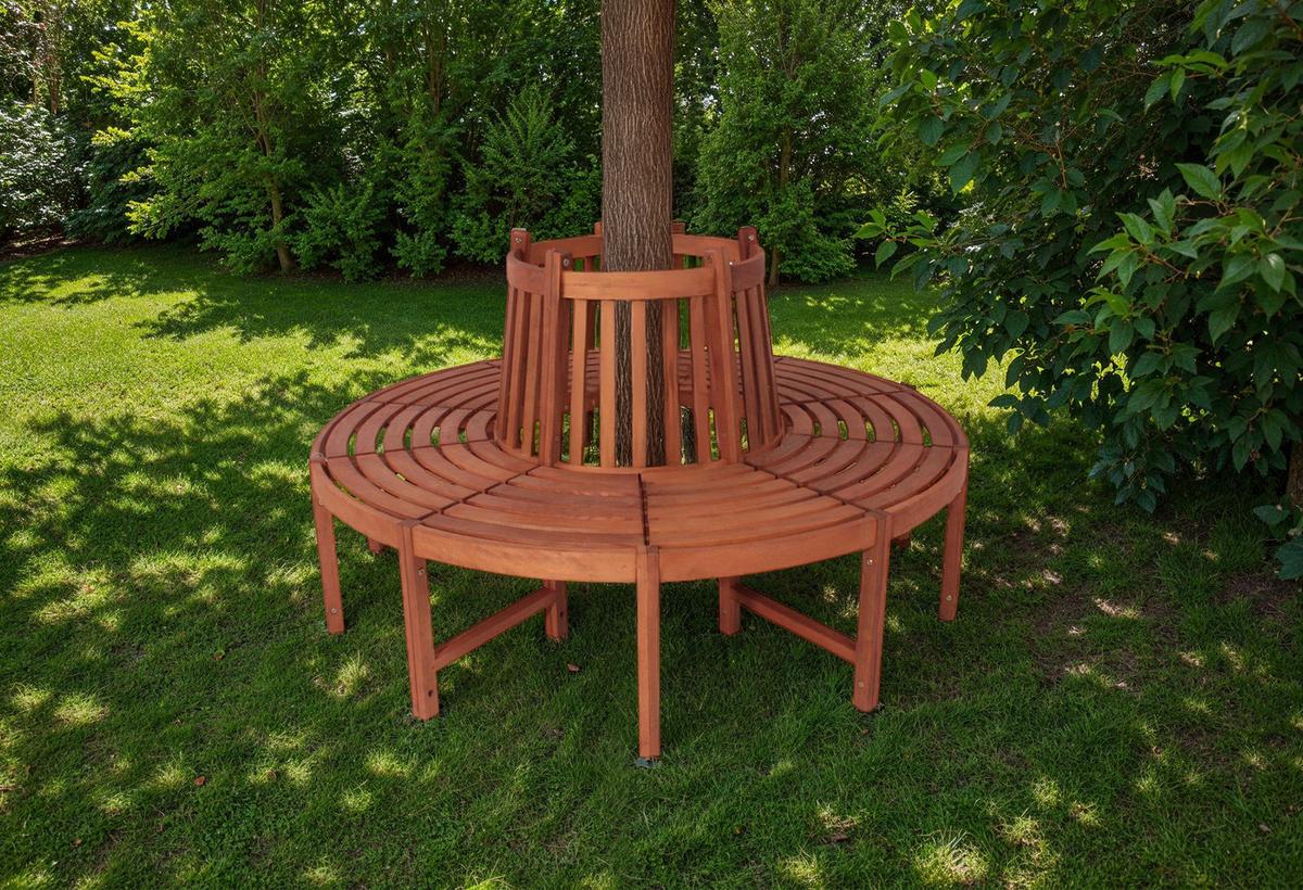 Baumbank Holz Fontana ca. 160x91 cm - Eukalyptusholzfarben/Braun, MODERN, Holz (160/91/160cm) - Gardenson