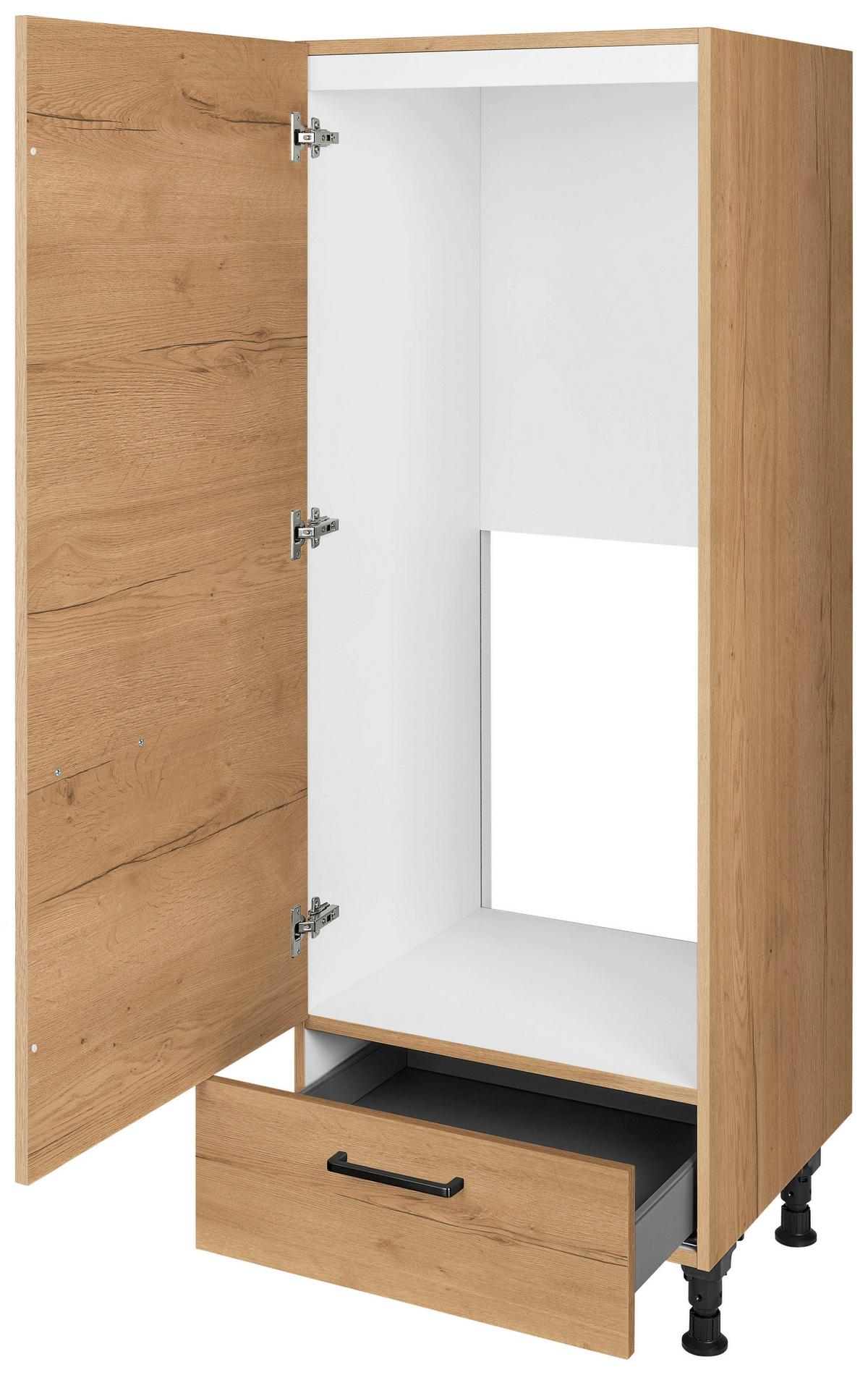 Geräteumbauschrank Structura Eiche - Eichefarben/Schwarz, MODERN, Holzwerkstoff/Metall (60/168/58cm) - Nobilia